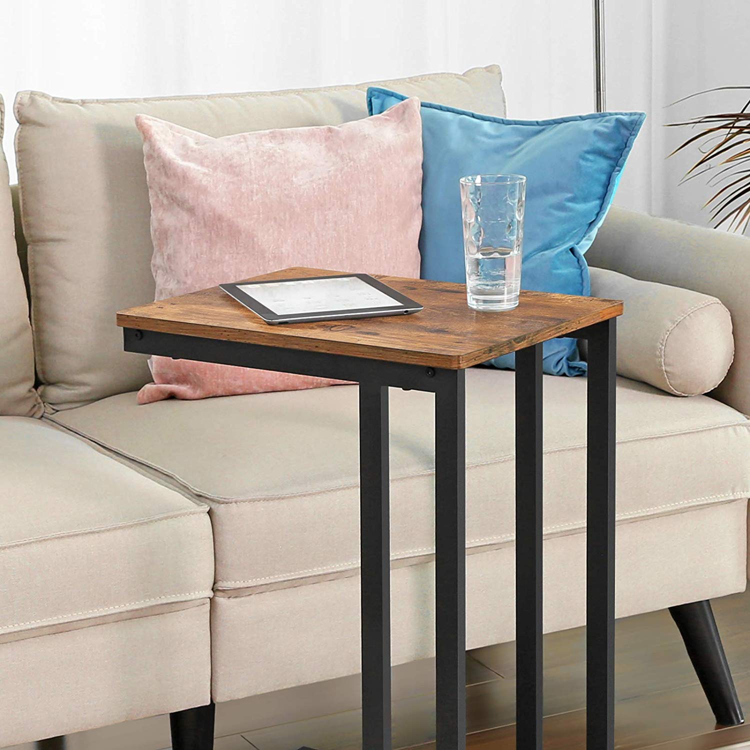 Mesh Shelf Side Table - Metal - Rustic Brown