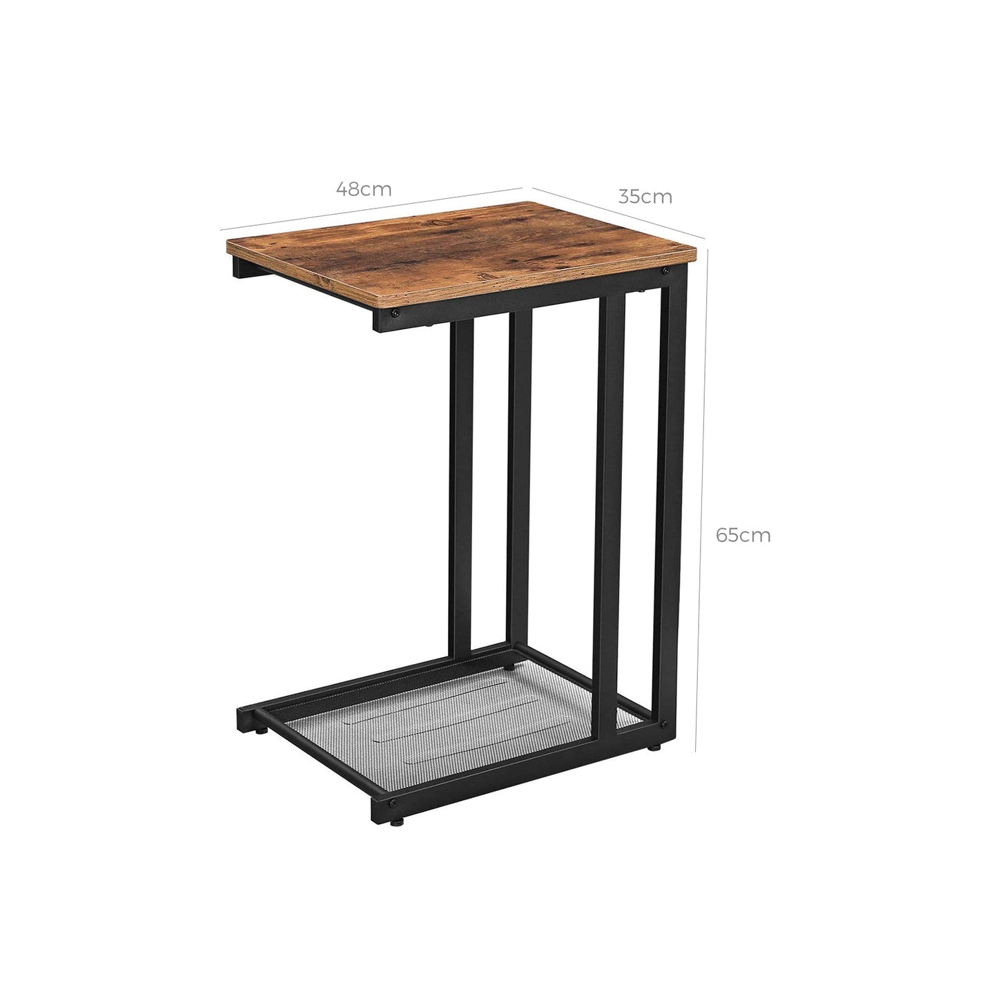 Mesh Shelf Side Table - Metal - Rustic Brown