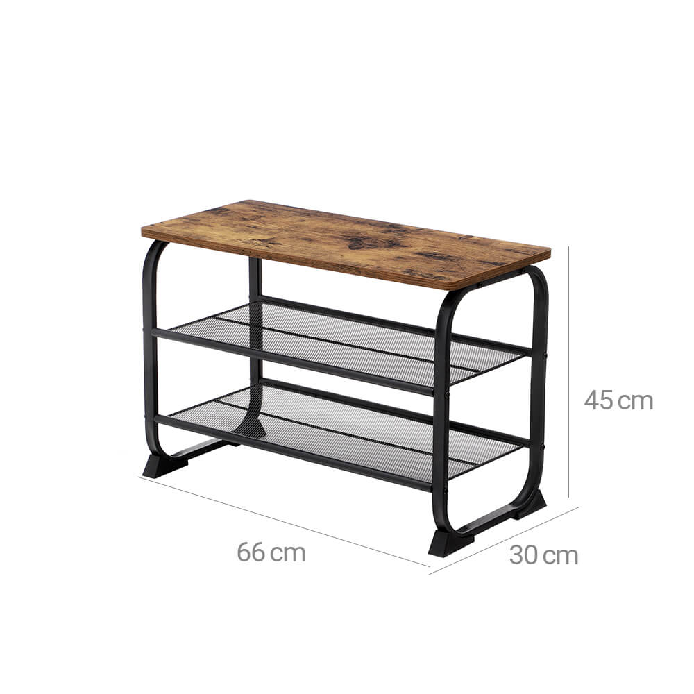 Shoe Bench - Metal - Rustic Brown