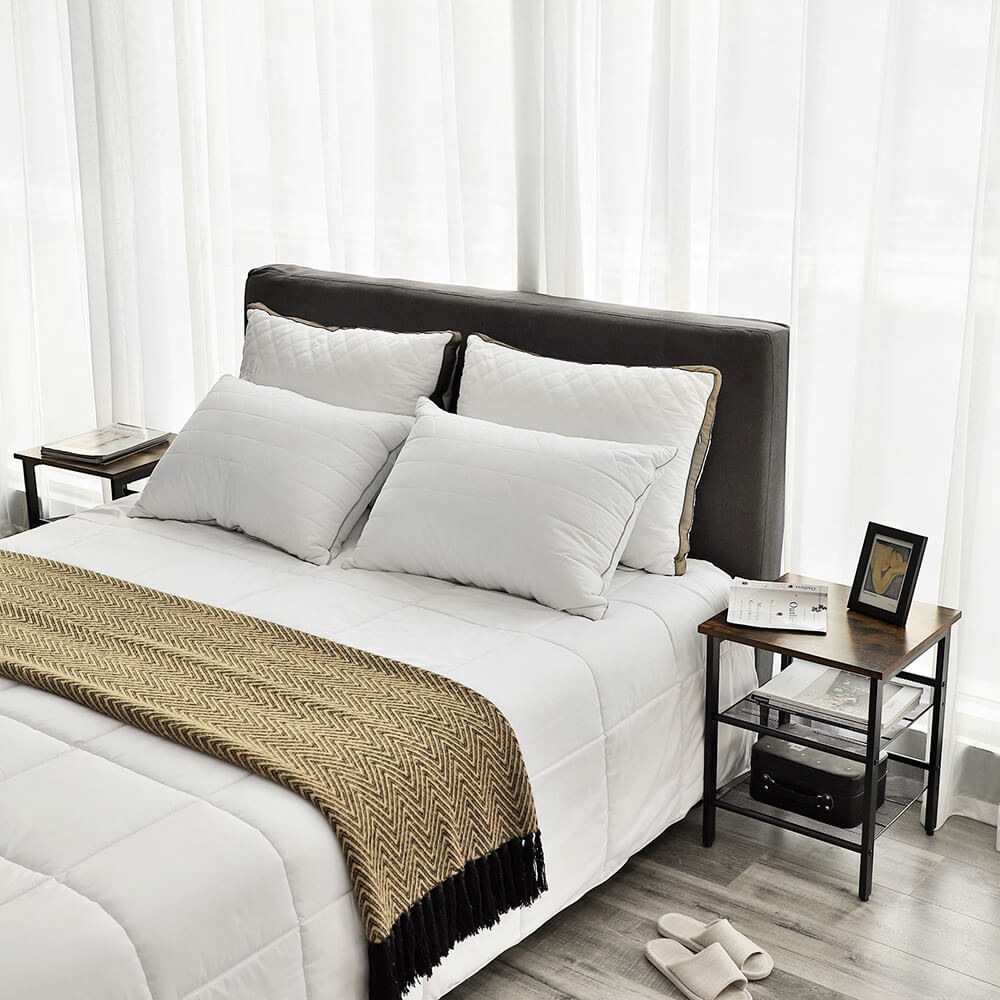 Side Table Set - Metal - Adjustable Mesh Shelves