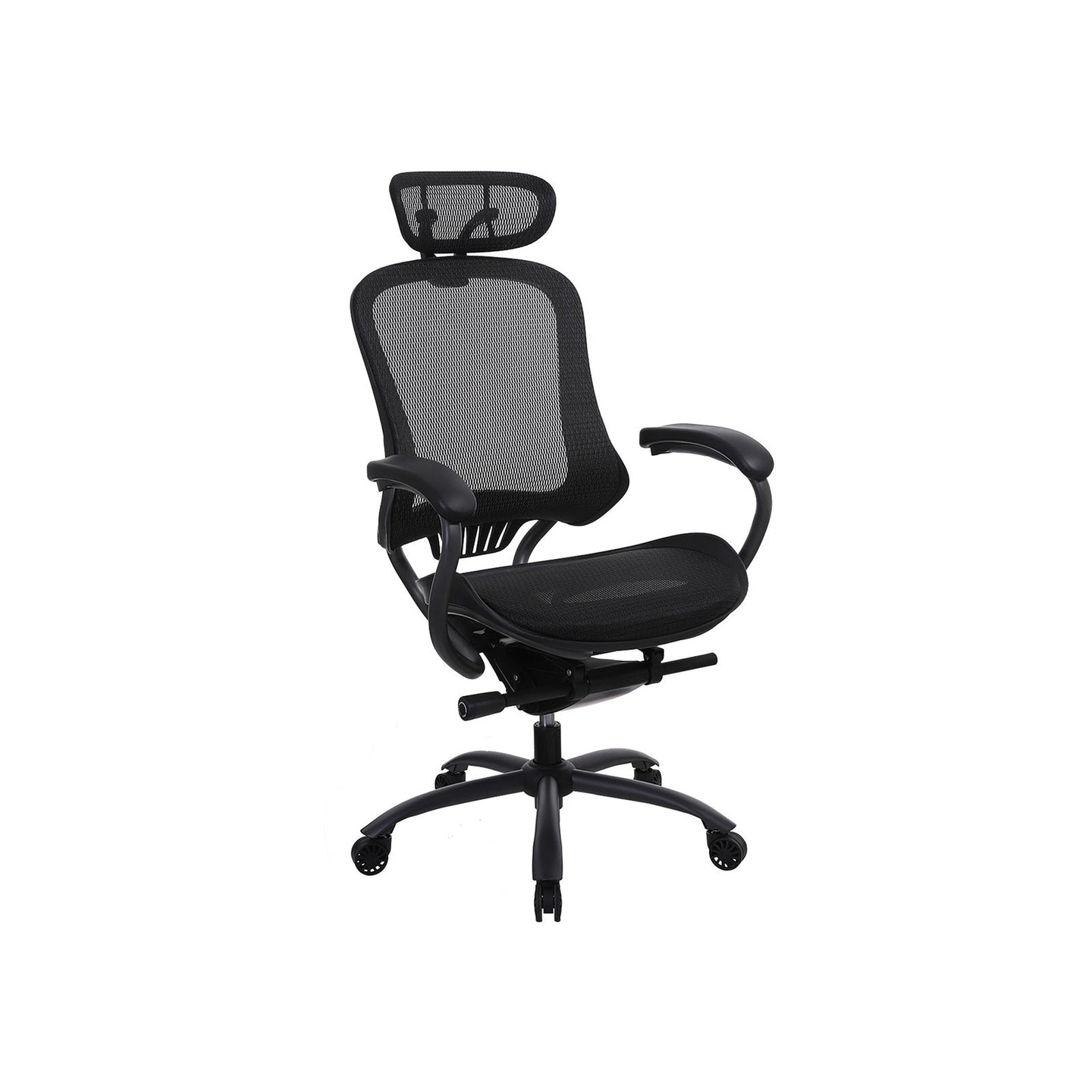 Ergonomic Office Chair - Mesh - Black - Adjustable Seat and Backrest with Headrest and Lumbar Support