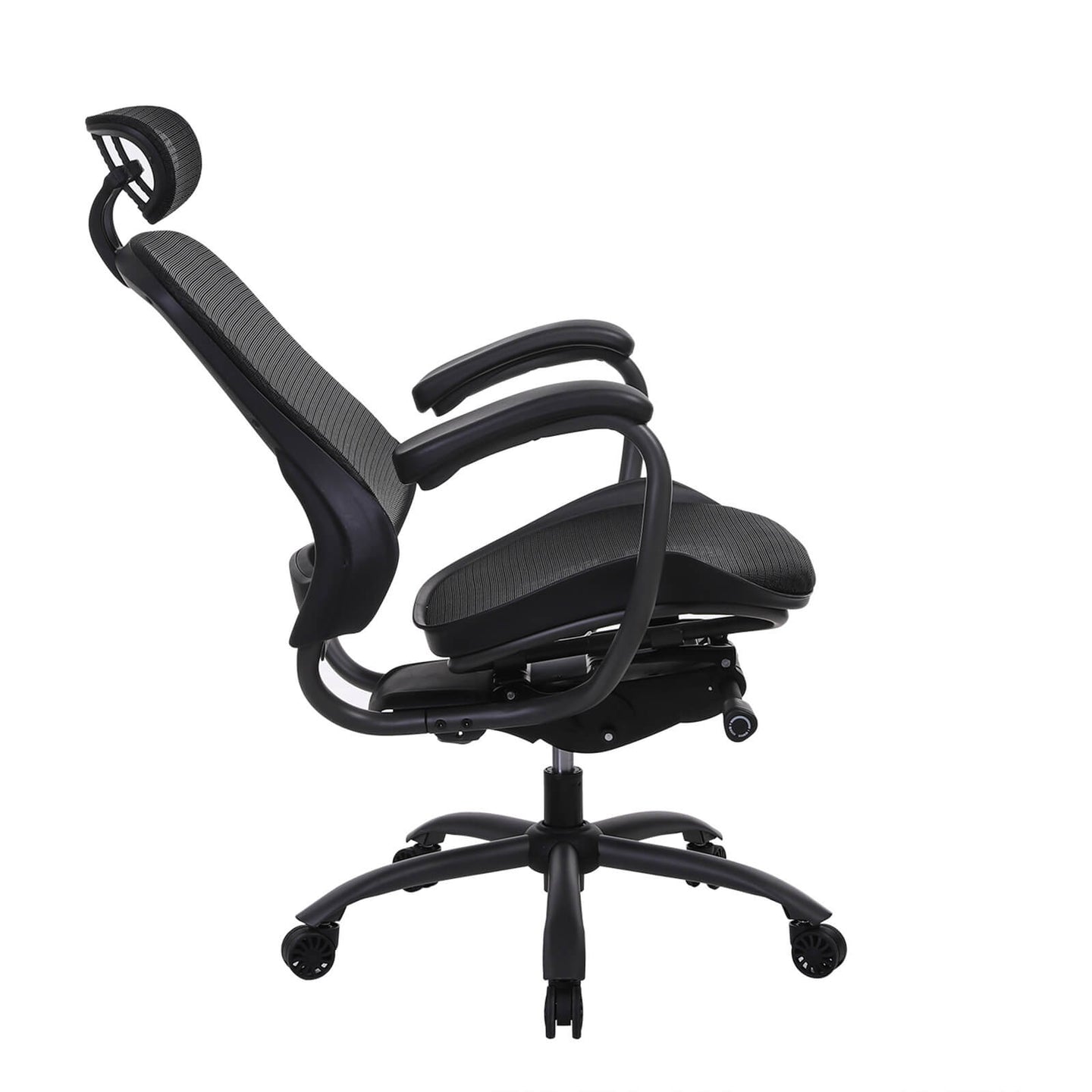 Ergonomic Office Chair - Mesh - Black - Adjustable Seat and Backrest with Headrest and Lumbar Support
