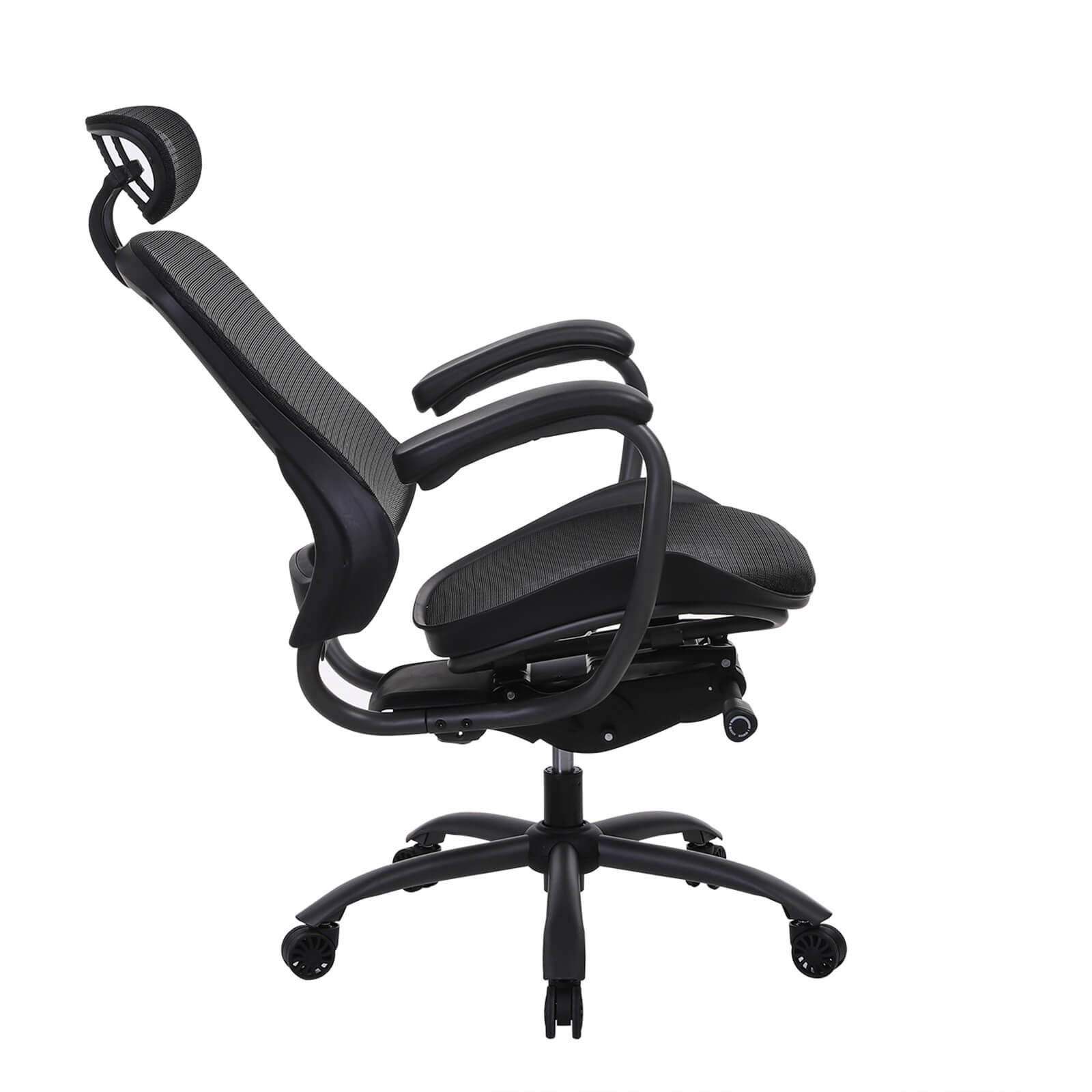Ergonomic Office Chair - Mesh - Black - Adjustable Seat and Backrest with Headrest and Lumbar Support