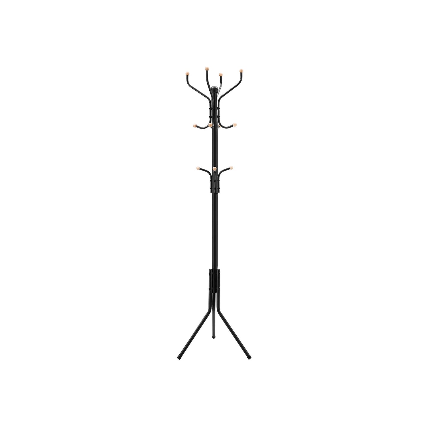 Clothes Stand - Metal - Black - 182 cm Height with Hat and Handbag Hooks