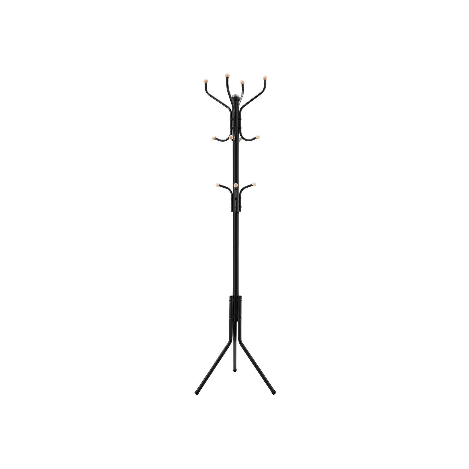 Clothes Stand - Metal - Black - 182 cm Height with Hat and Handbag Hooks
