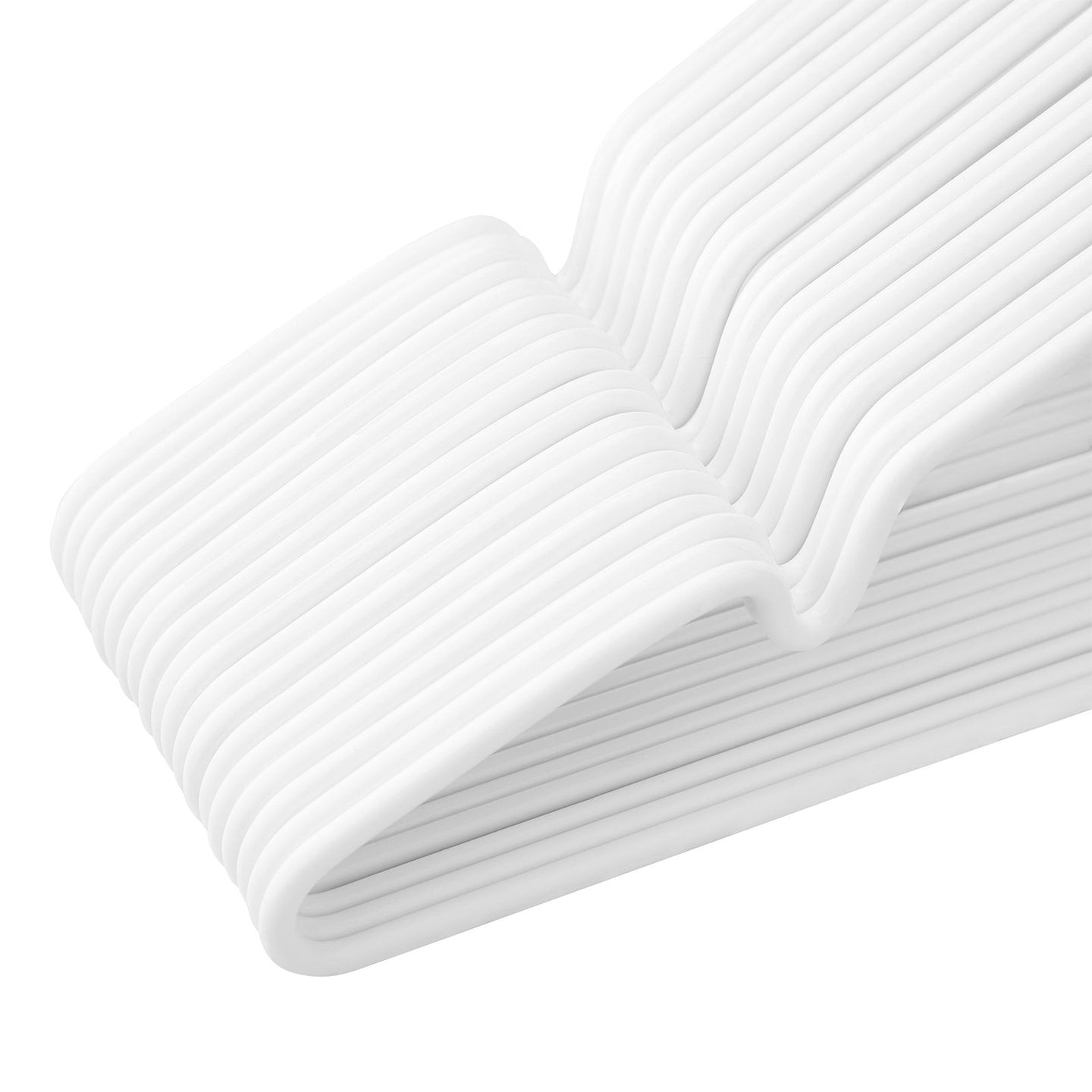 Metal Coat Hanger Set - 20 Pack - Metal with PVC Coating - White - Non-Slip with Notches