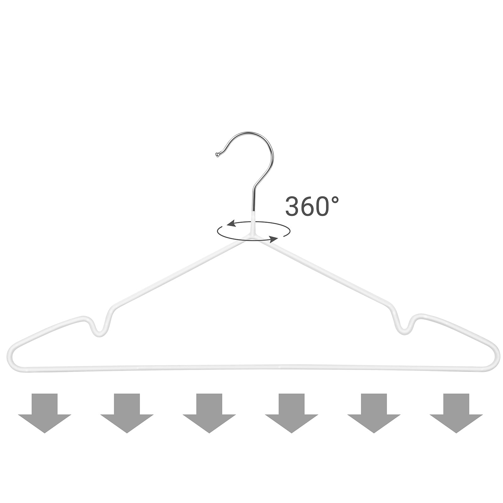 Metal Coat Hanger Set - 20 Pack - Metal with PVC Coating - White - Non-Slip with Notches