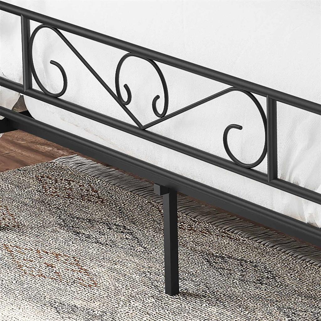 Double Bed Frame - Metal - Black - Fits 140 x 190 cm Mattress