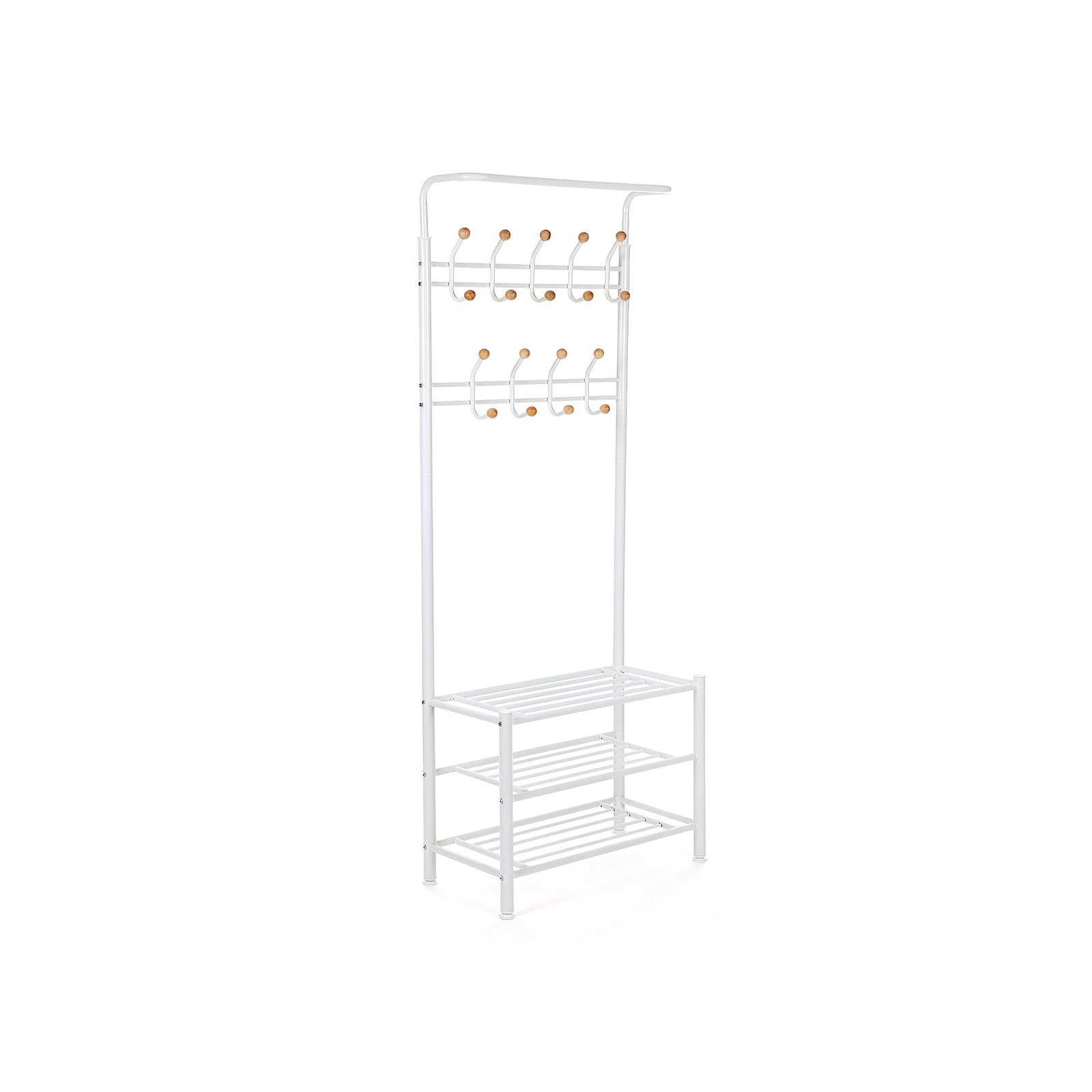 Hall Tree - Metal - Black - Multi-Purpose Entryway Organizer with Coat Stand and Shoe Rack