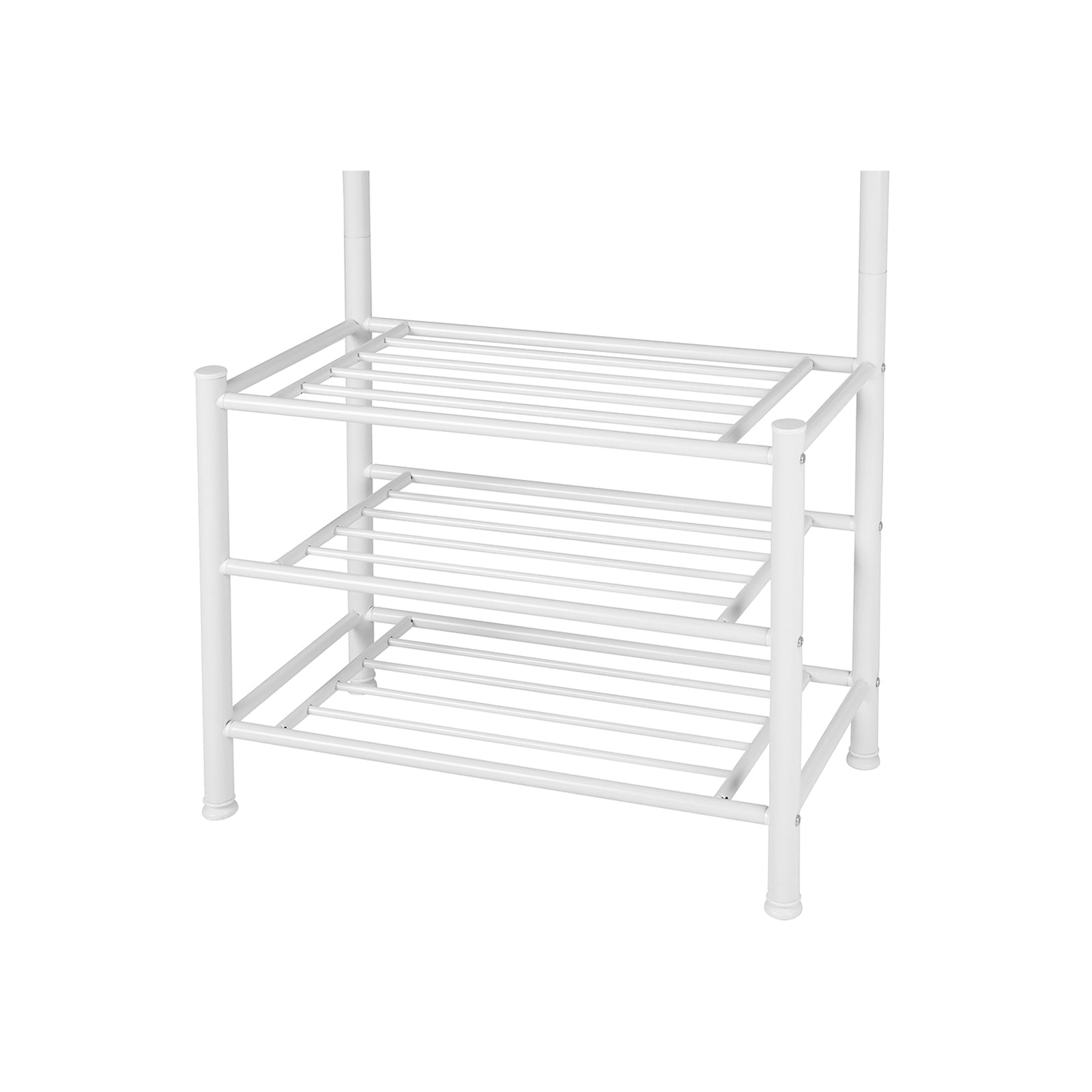 Metal Hallway Rack - Metal - Cream - Multifunctional Coat and Shoe Organizer