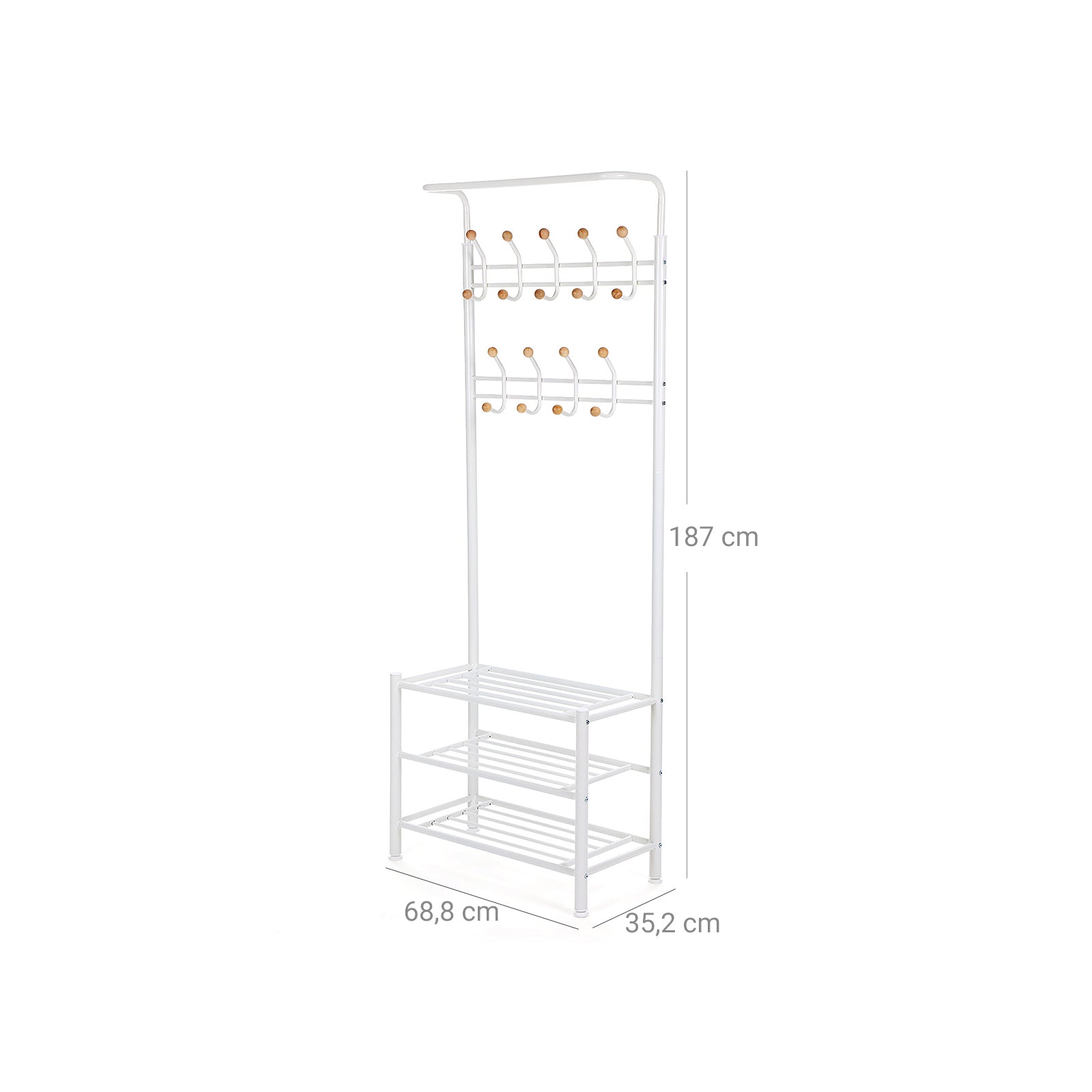 Metal Hallway Rack - Metal - Cream - Multifunctional Coat and Shoe Organizer