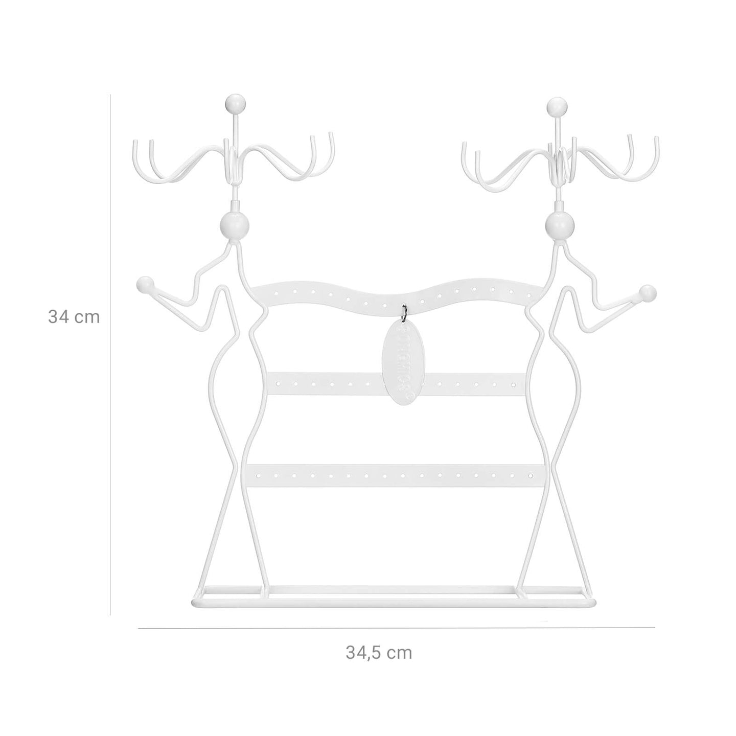 Jewellery Organiser - Metal - White - Multi-Level Necklaces Holder