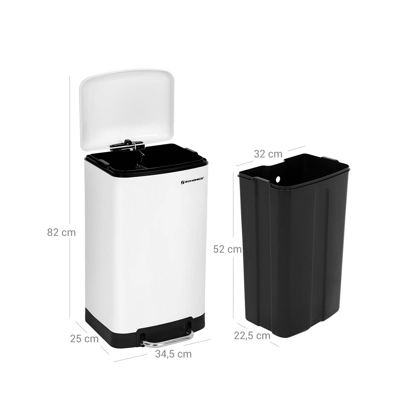 Pedal Bin - Stainless Steel - Silver - 30L Capacity with Soft Close Lid and Non-slip Base