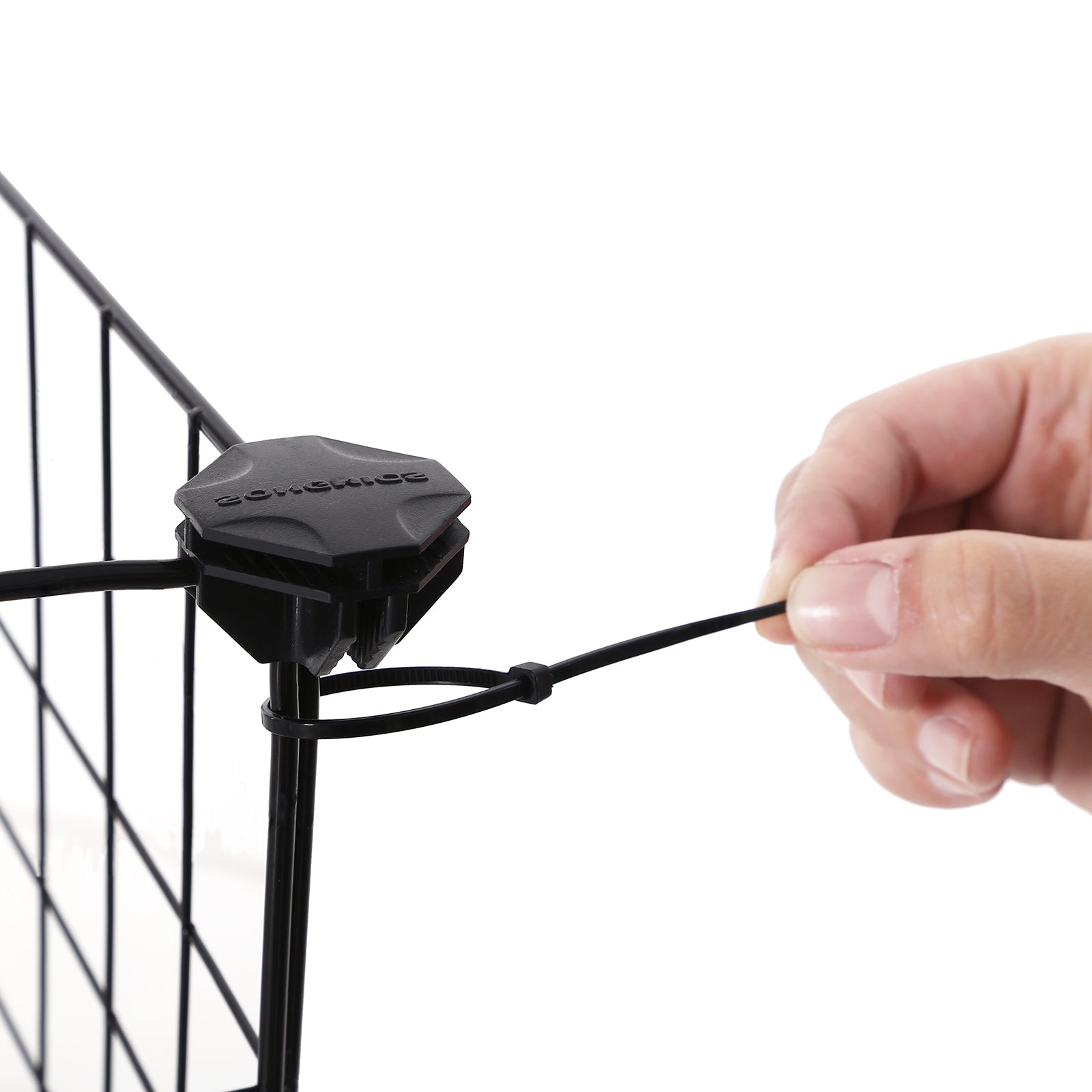 Pet Playpen - Metal Mesh - Black - Customisable Fence with Door for Small Animals