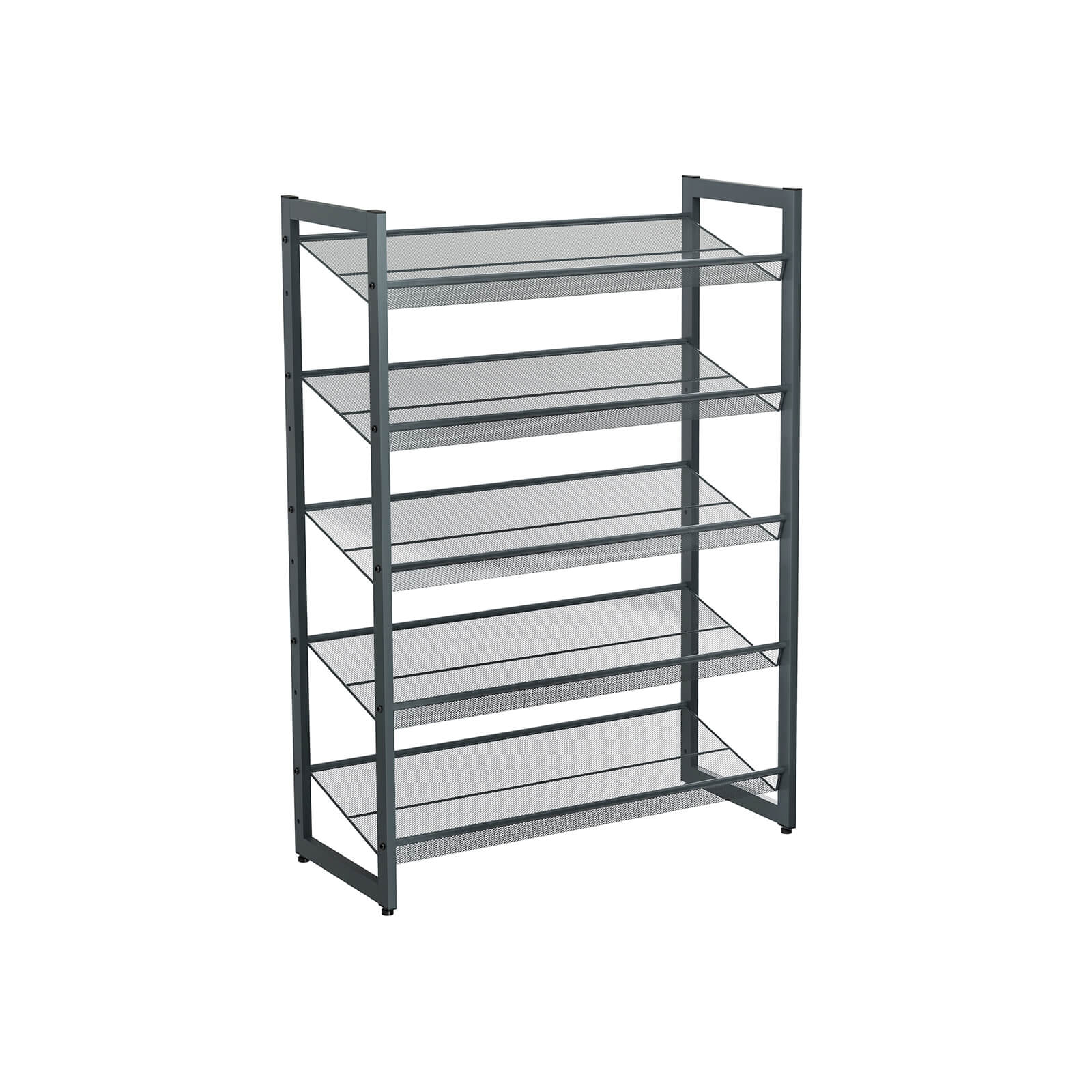 5-Tier Metal Mesh Shoe Rack - Cool Grey - Stackable Design for 15 to 20 Pairs of Shoes