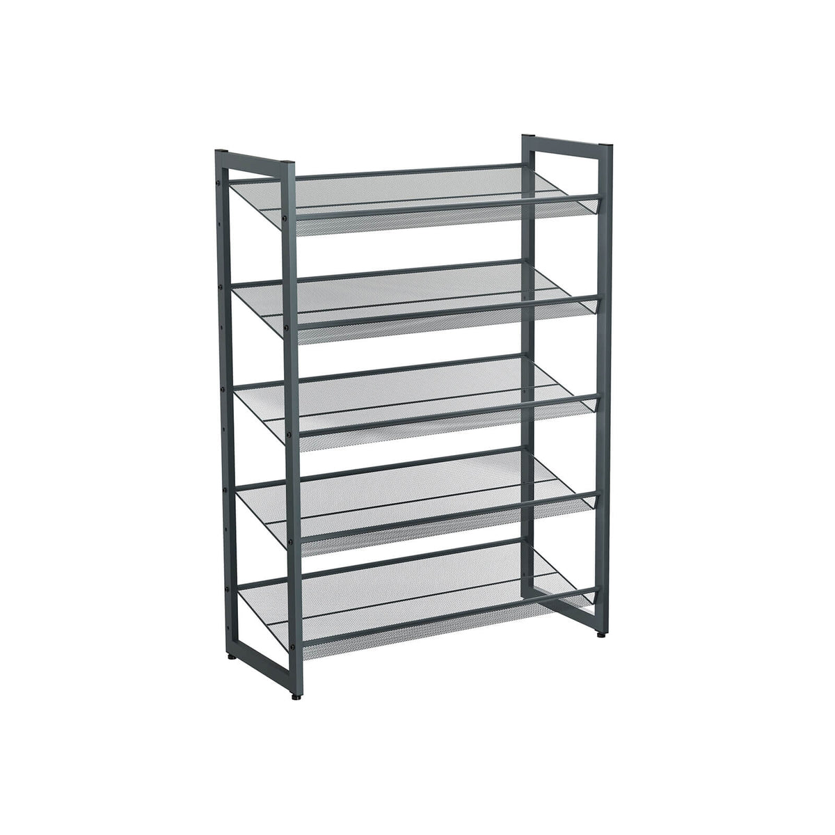 5-Tier Metal Mesh Shoe Rack - Cool Grey - Stackable Design for 15 to 20 Pairs of Shoes