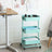 Metal Rolling Cart - Metal - Mint Green - 3-Tier Design with Height Adjustable Shelves and Brakes
