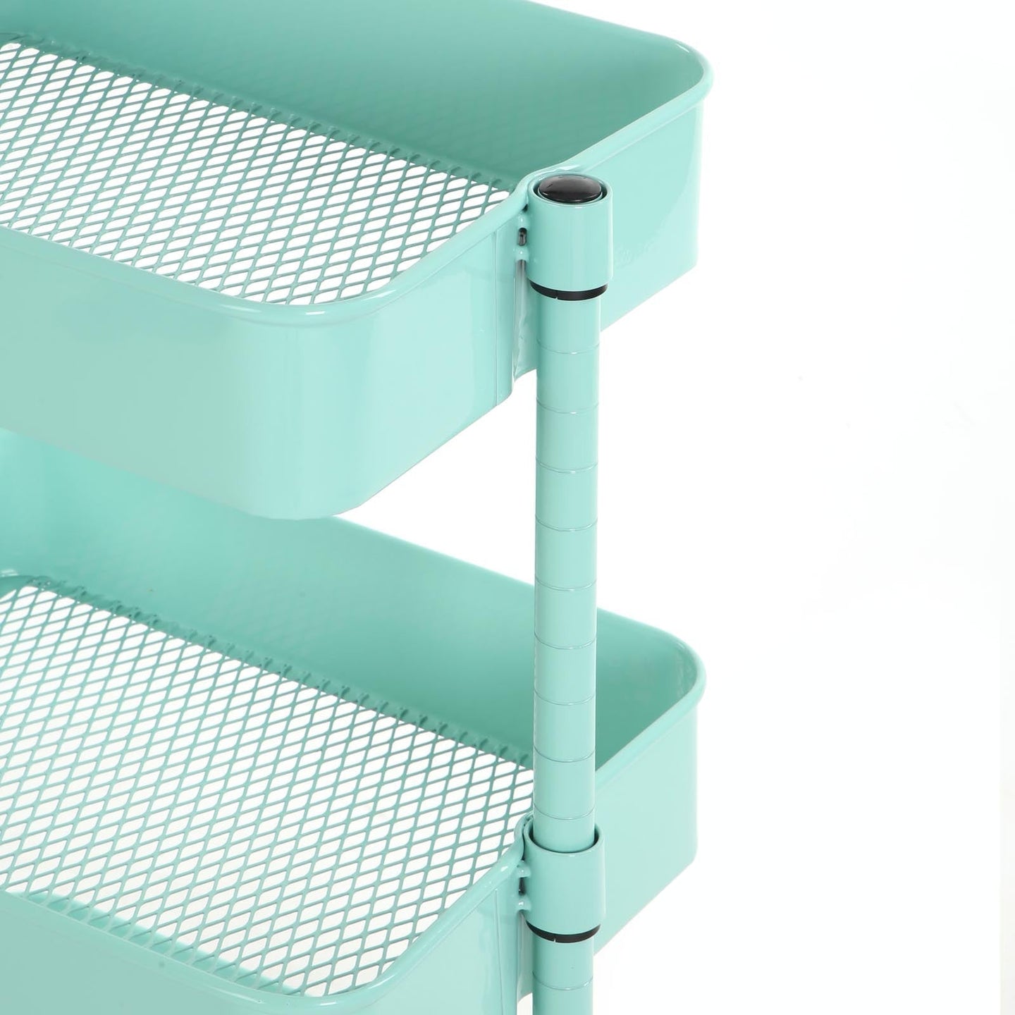 Metal Rolling Cart - Metal - Mint Green - 3-Tier Design with Height Adjustable Shelves and Brakes
