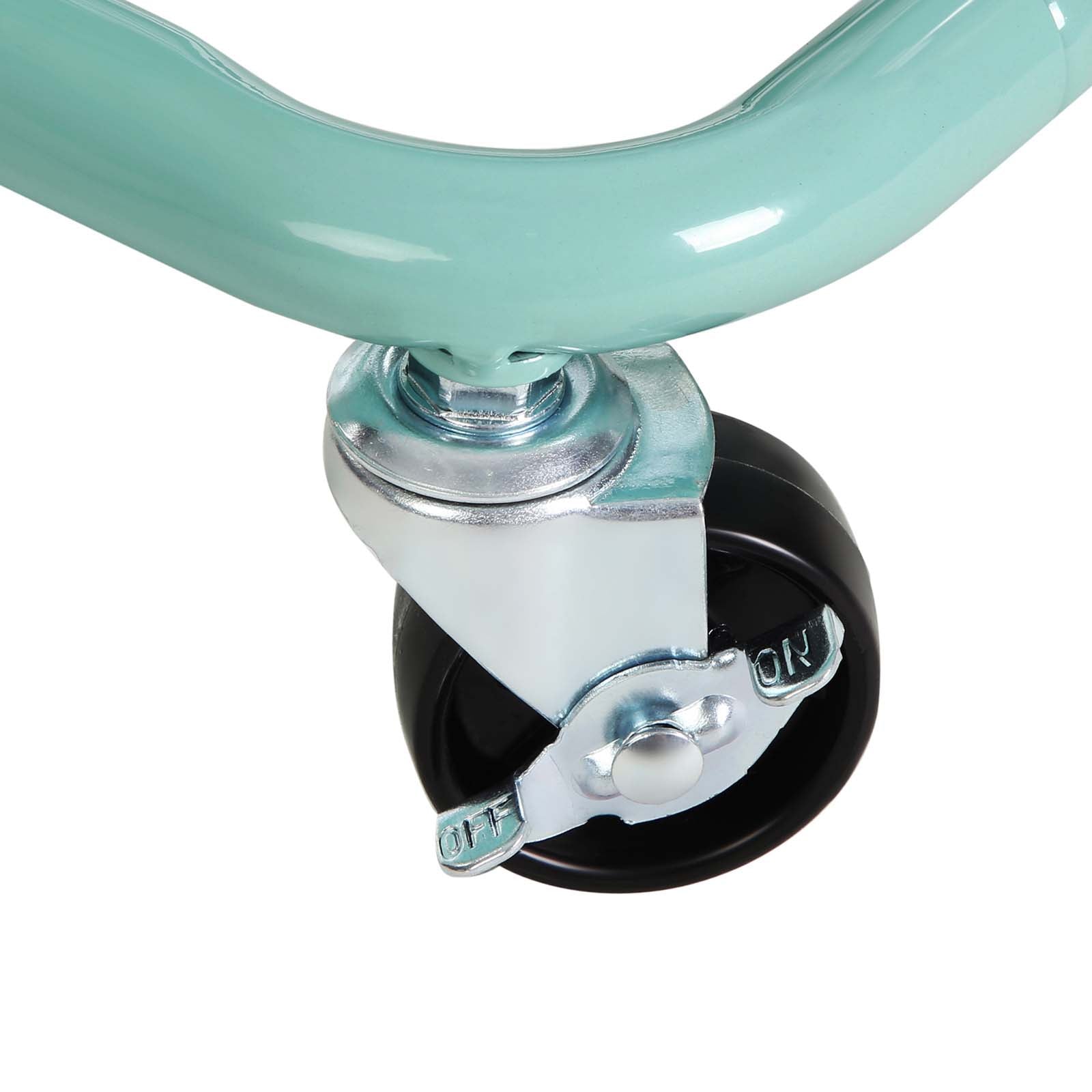 Metal Rolling Cart - Metal - Mint Green - 3-Tier Design with Height Adjustable Shelves and Brakes
