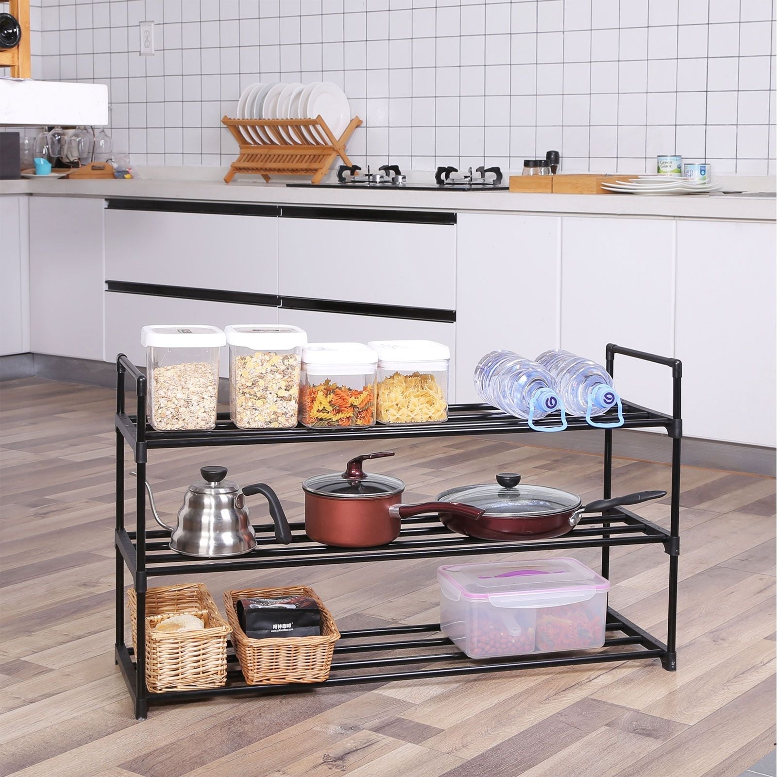 Shoe Rack - Steel - Grey - Holds Up to 15 Pairs