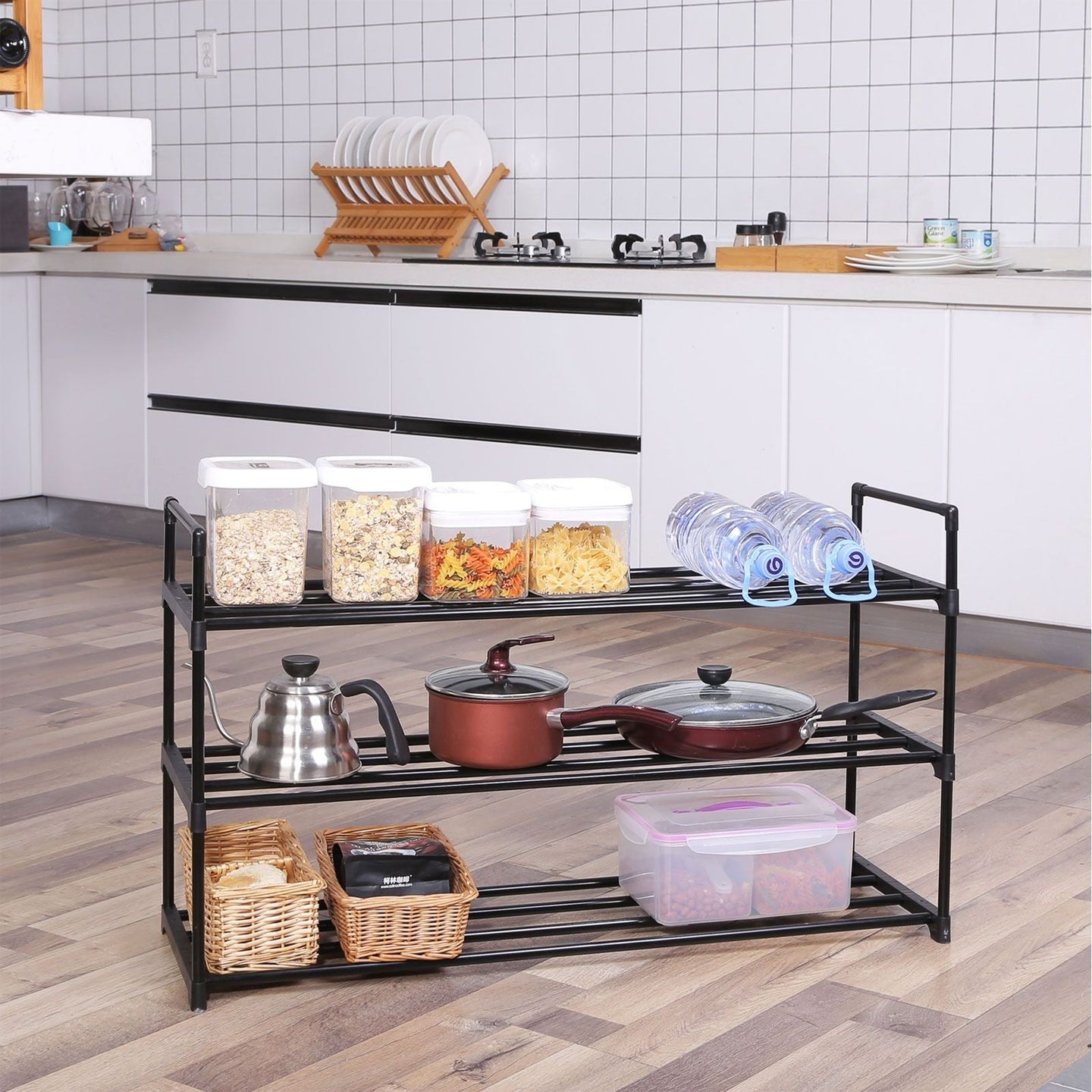 Shoe Rack - Steel - Grey - Holds Up to 15 Pairs