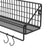 Metal Wall Shelves - Metal - Black - Set of 2 with Hooks