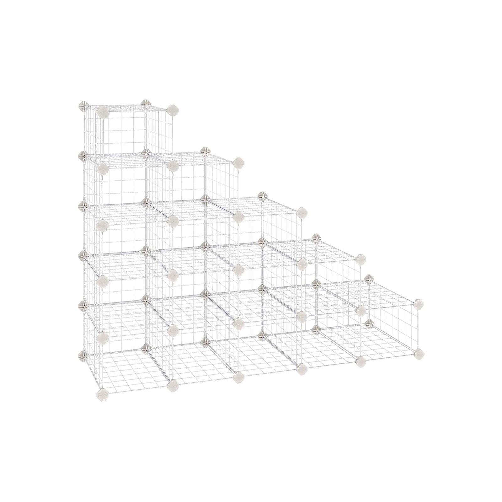 Modular DIY Storage Unit - 16 Cube Design - Metal Wire - White