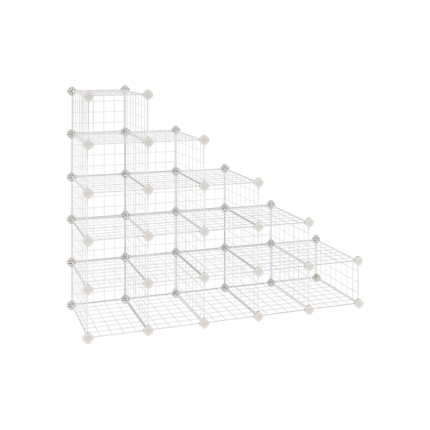 Modular DIY Storage Unit - 16 Cube Design - Metal Wire - White