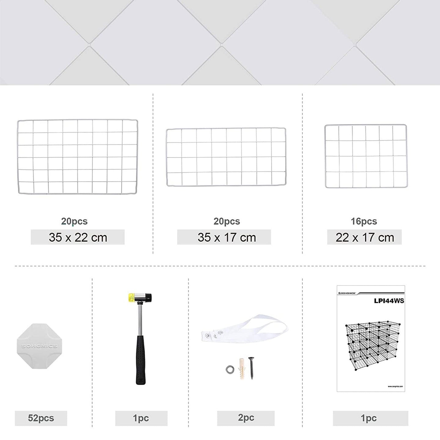 Modular DIY Storage Unit - 16 Cube Design - Metal Wire - White