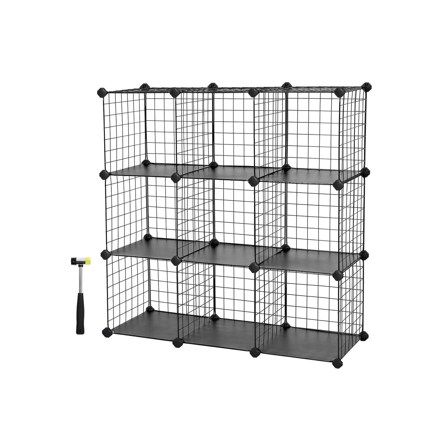 Metal Wire Modular Bookcase - Metal Wire - White - Interlocking Design with 9 Cubes for Versatile Storage