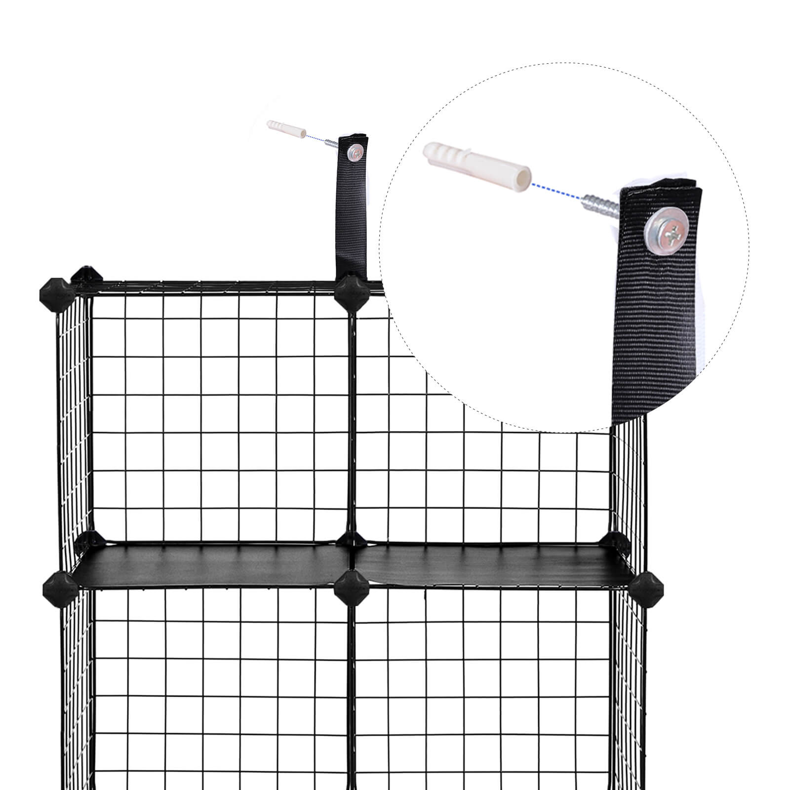 Metal Wire Modular Bookcase - Metal Wire - White - Interlocking Design with 9 Cubes for Versatile Storage
