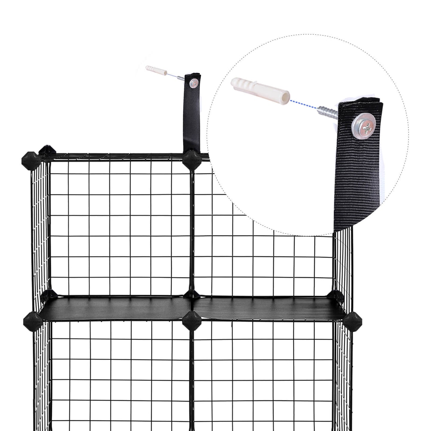Metal Wire Modular Bookcase - Metal Wire - White - Interlocking Design with 9 Cubes for Versatile Storage