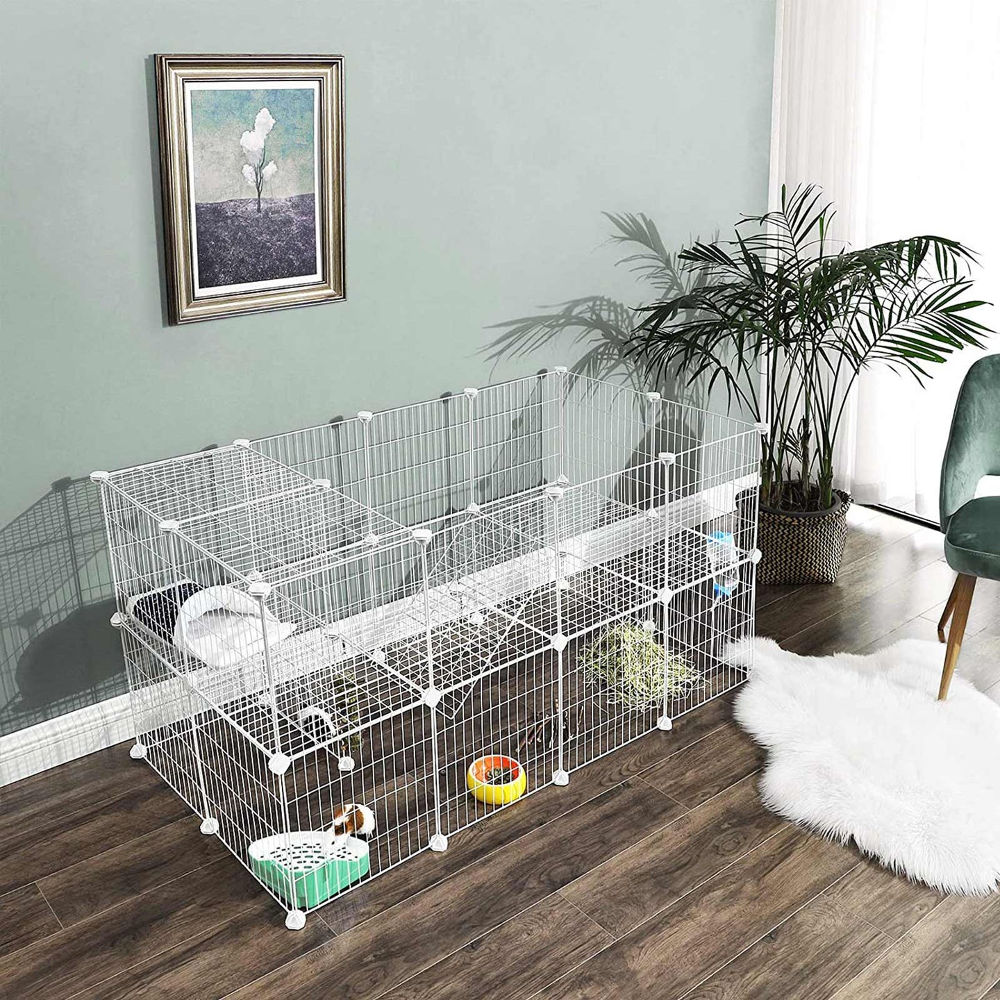Metal Wire Pet Playpen - Steel - Black - Two-Level Customizable Enclosure for Small Animals