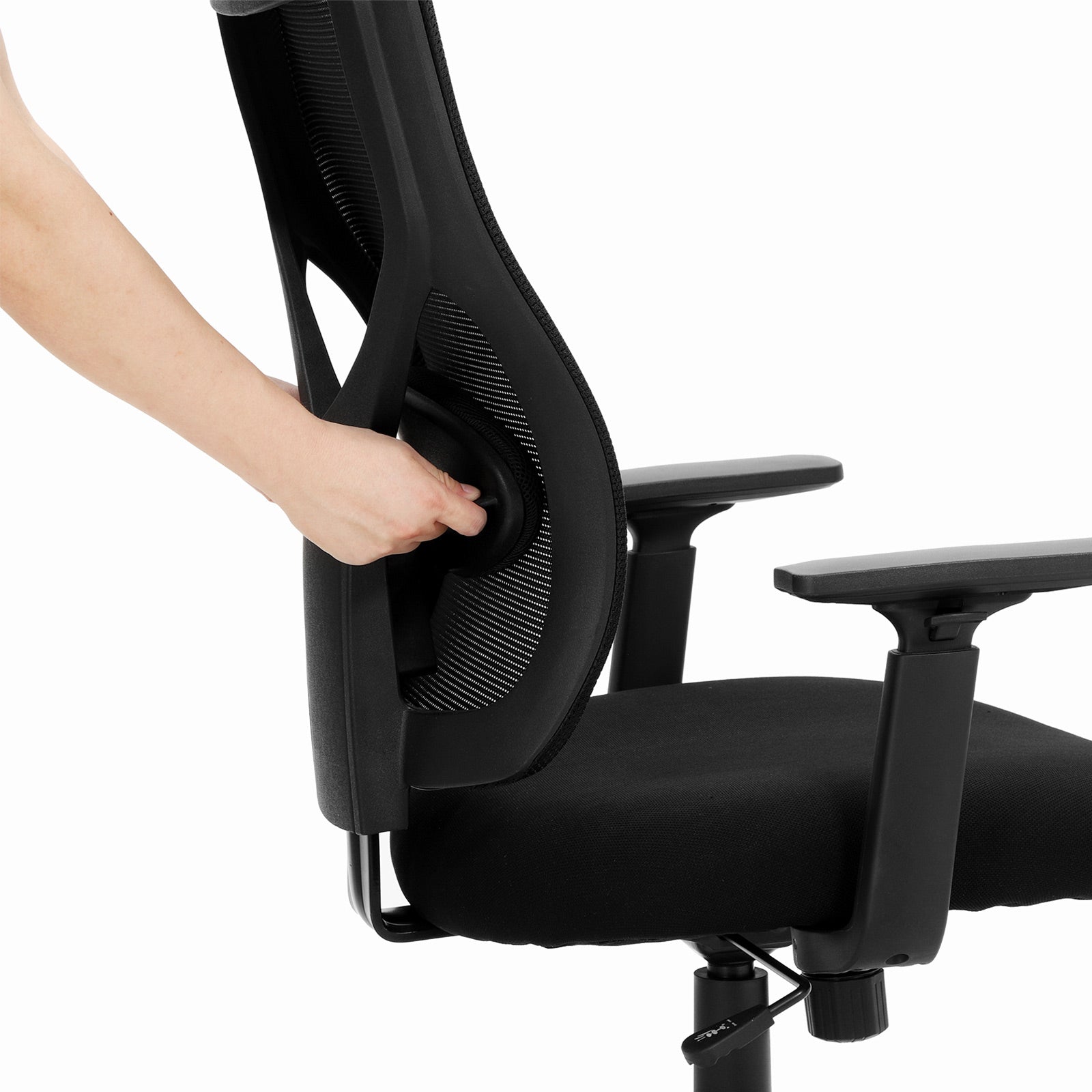 Mid-back Office Chair - Mesh - Black - Ergonomic with Adjustable Lumbar Support and Armrests
