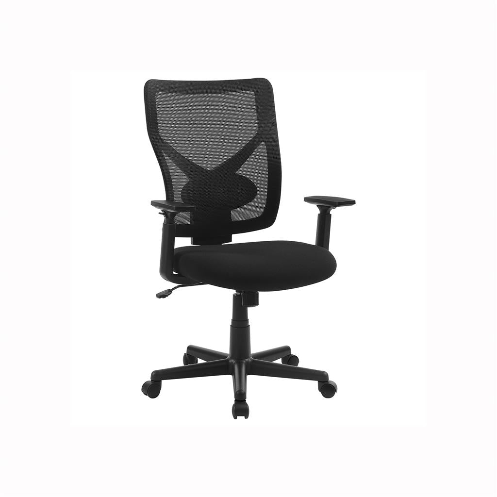 Mid-back Office Chair - Mesh - Black - Swivel with Adjustable Lumbar Support and Armrests