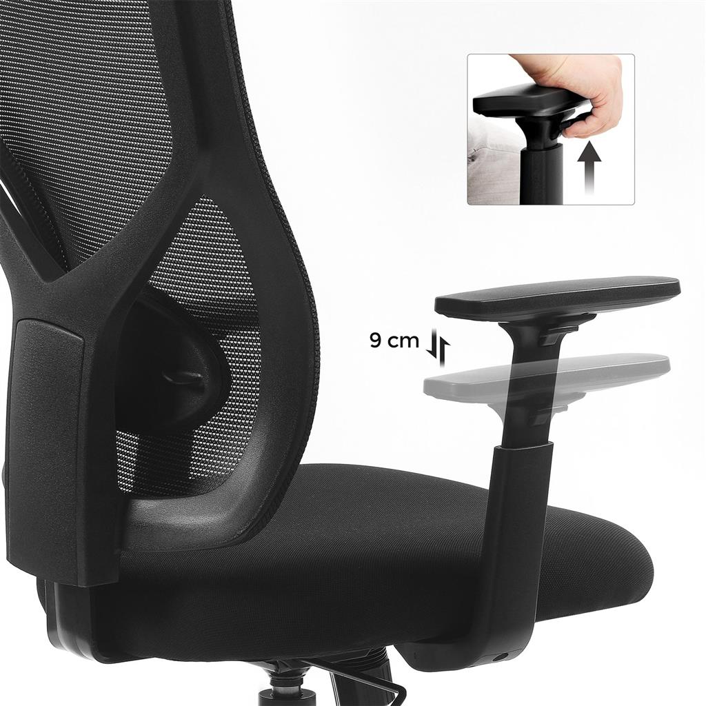 Mid-back Office Chair - Mesh - Black - Swivel with Adjustable Lumbar Support and Armrests