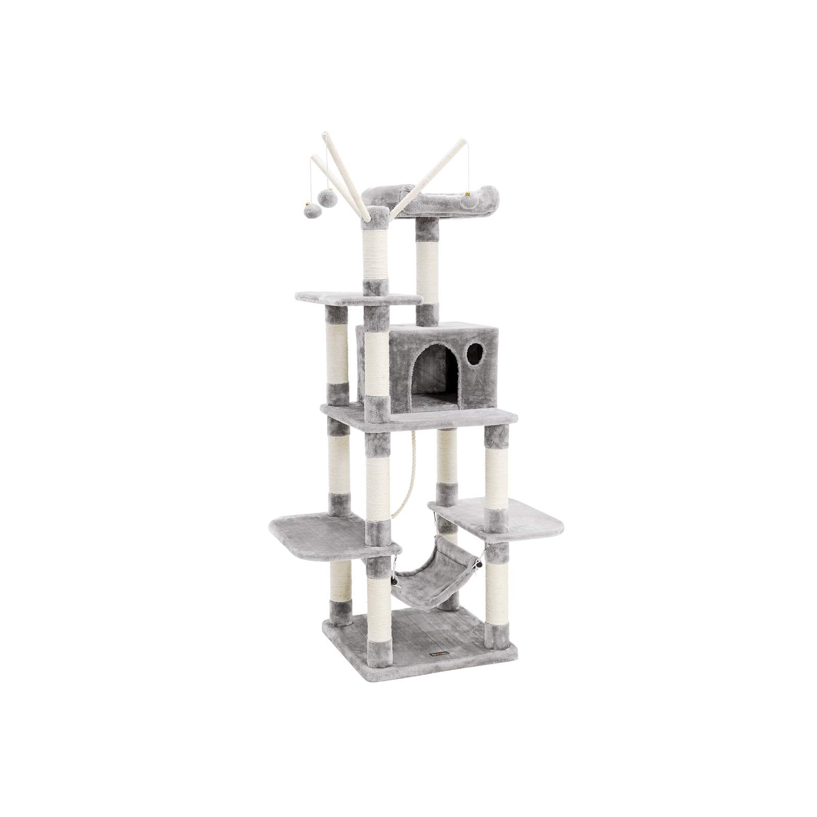Cat Tree - Wood - Light Grey - Hammock and Scratching Post