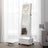 Jewellery Cabinet - Wood - White - Lockable with LED Light and Carving Design