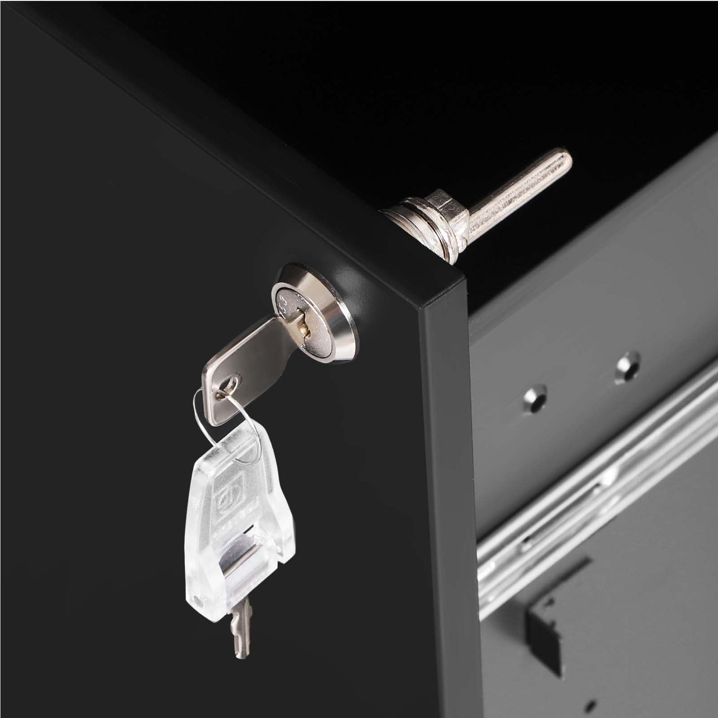 Mobile File Cabinet - Metal - Matte Black - Lockable with 3 Drawers