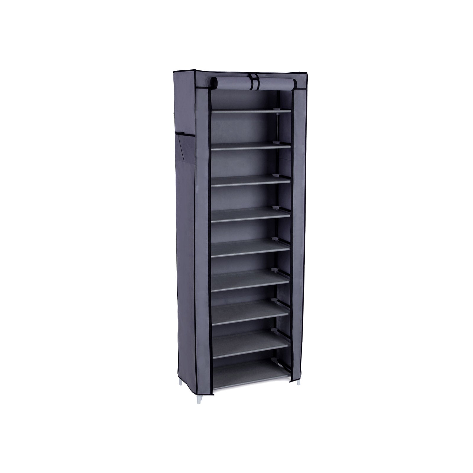 Shoe Rack Cabinet - Metal - Black - 10-Tier Storage for 27 Pairs