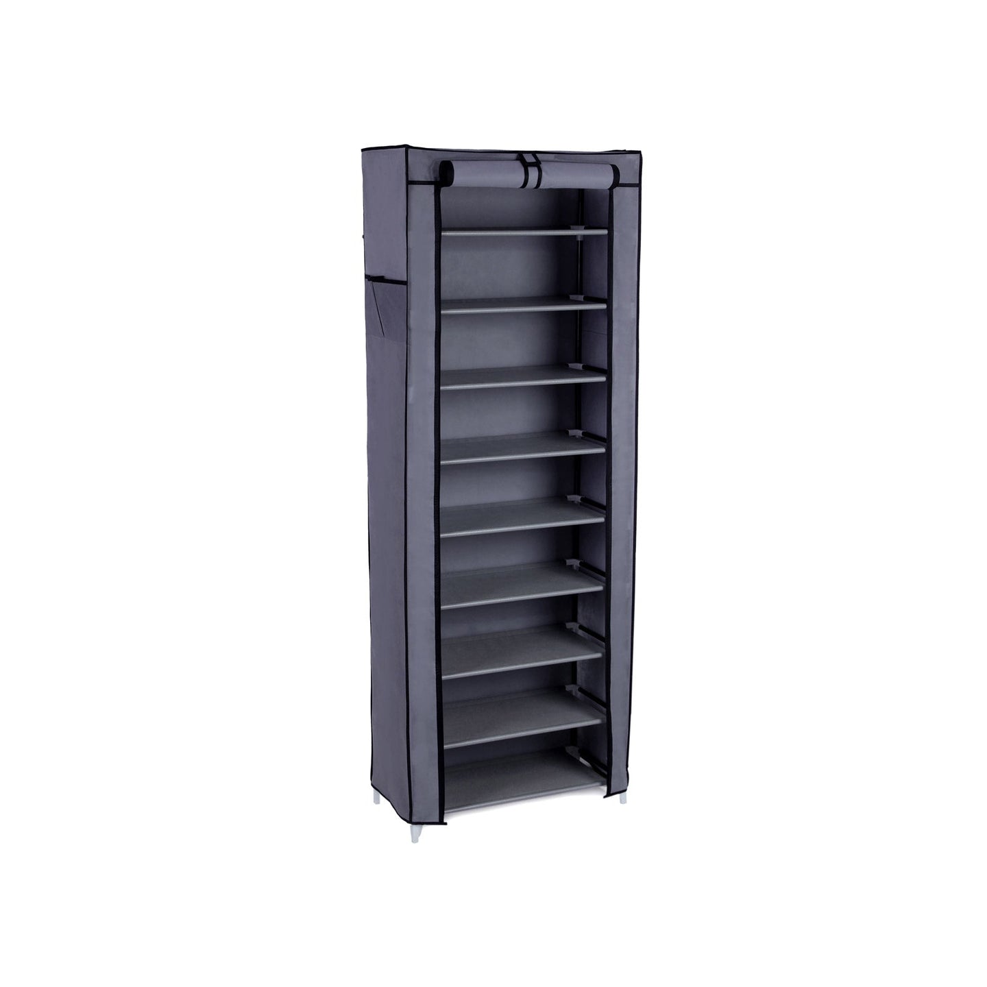 Shoe Rack Cabinet - Metal - Black - 10-Tier Storage for 27 Pairs