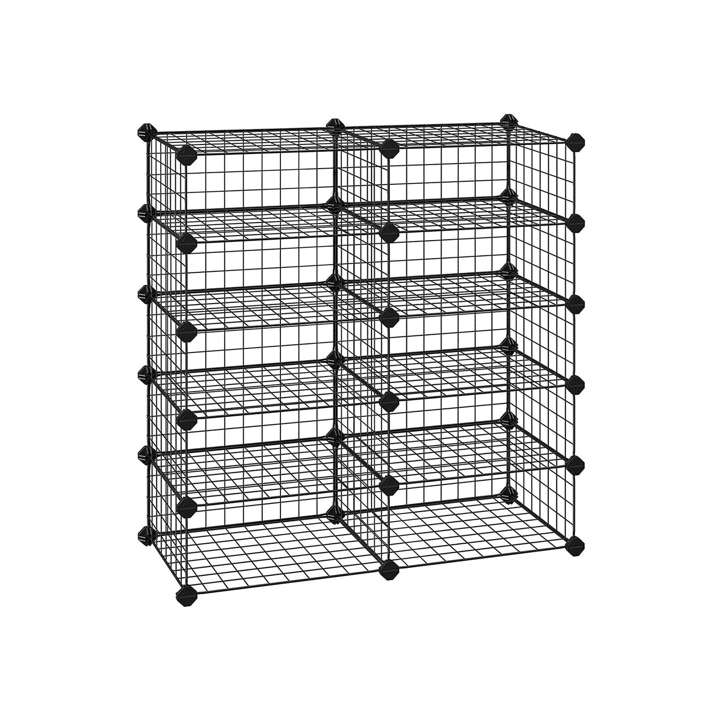Modular Storage Shelf Unit - Metal Wire - Black - Interlocking Design for Entryway Closet