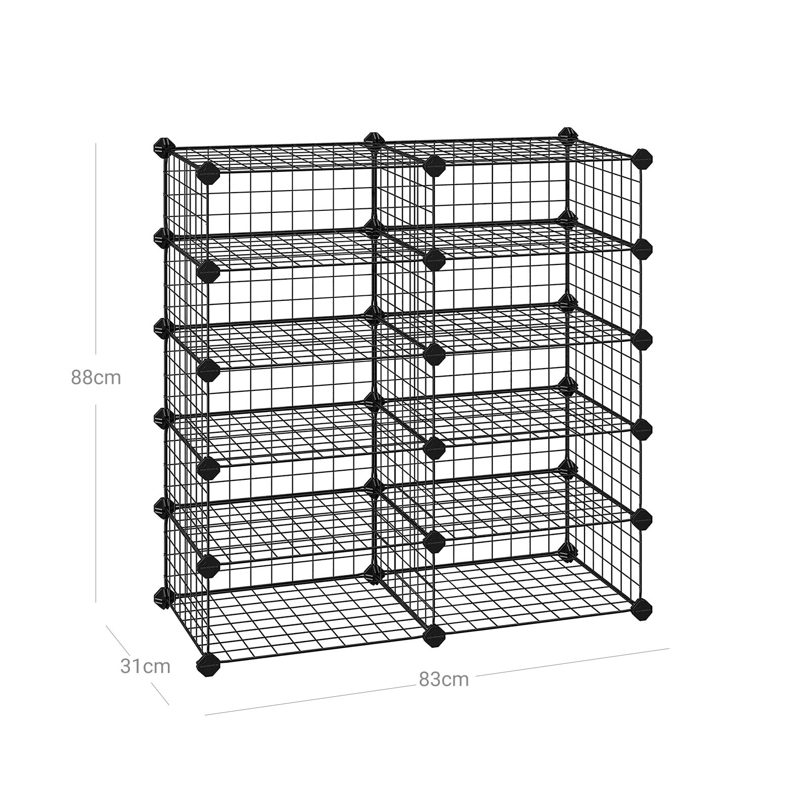 Modular Storage Shelf Unit - Metal Wire - Black - Interlocking Design for Entryway Closet