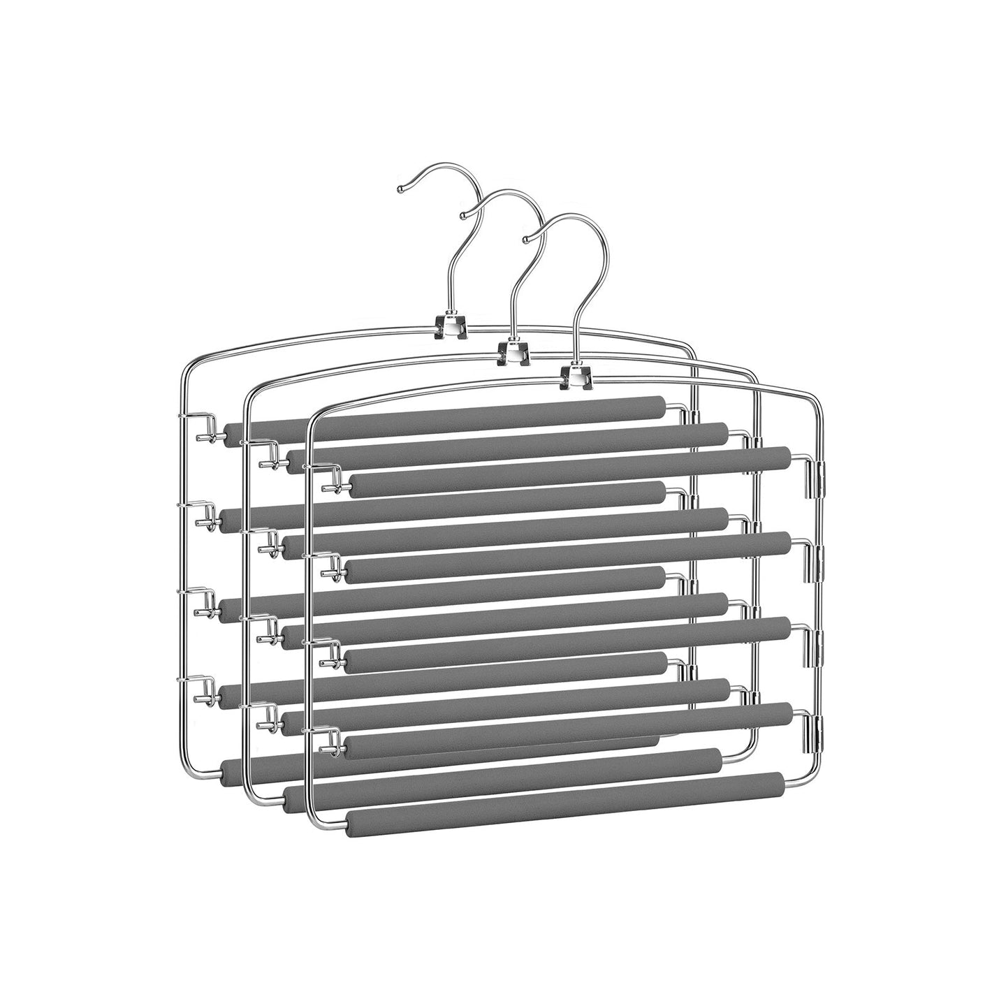 Multi-Bar Pants Hangers - Metal - Black - Space-Saving with Non-Slip Padding