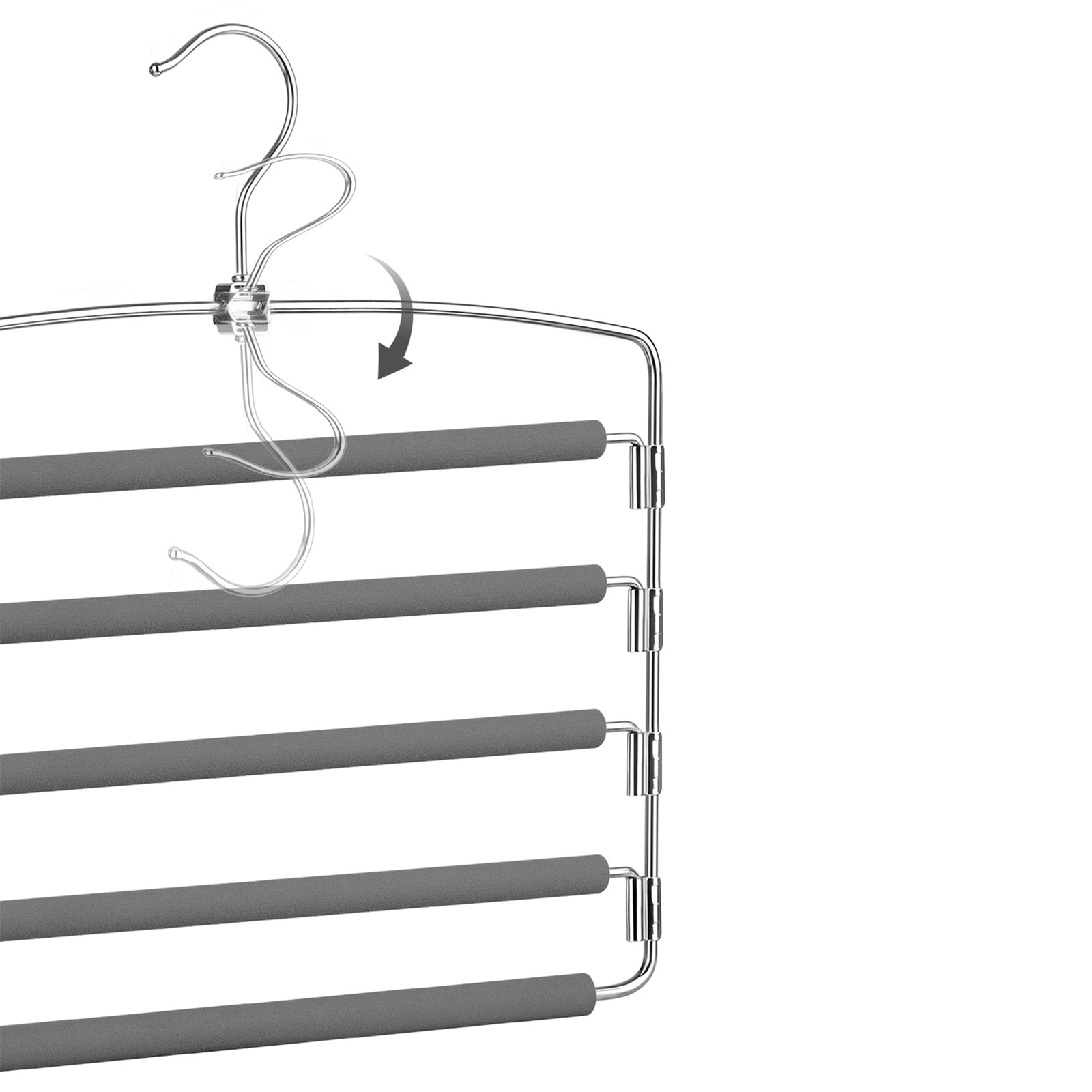 Multi-Bar Pants Hangers - Metal - Black - Space-Saving with Non-Slip Padding