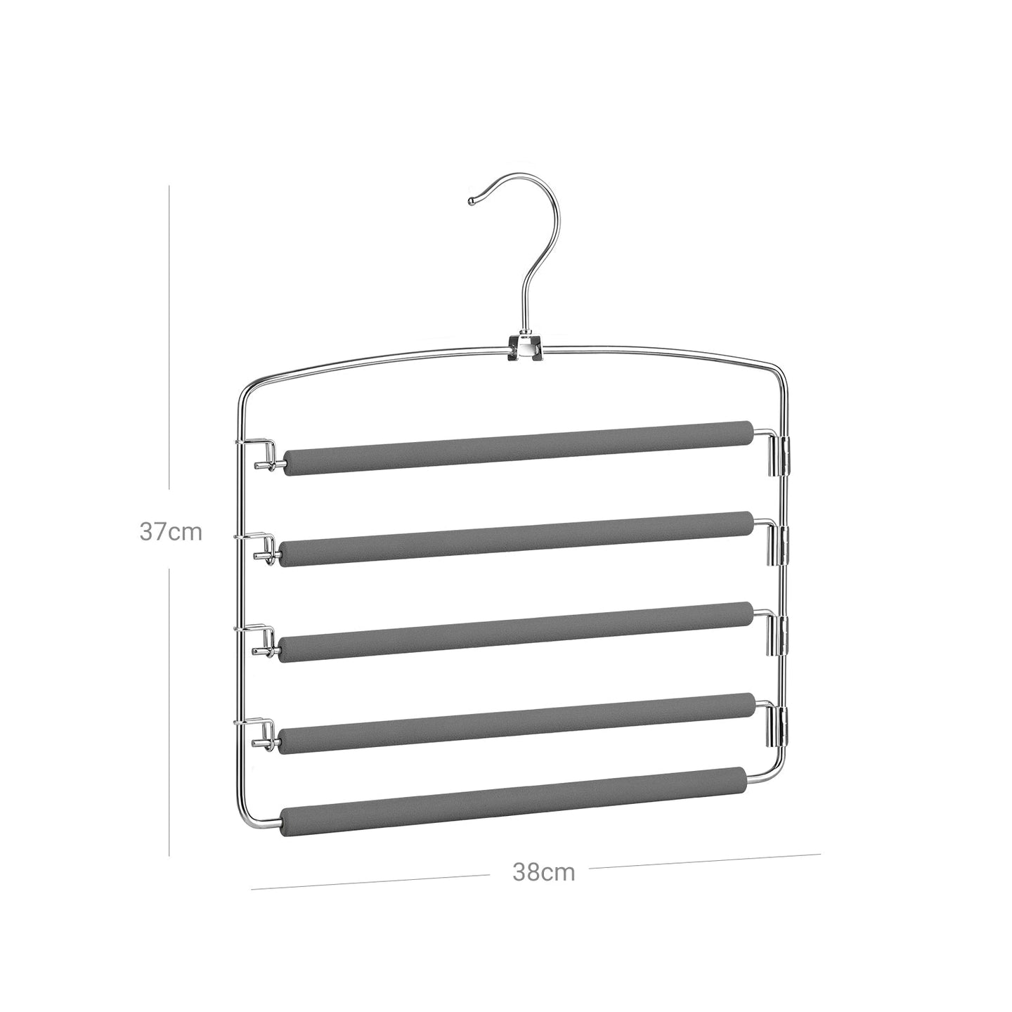 Multi-Bar Pants Hangers - Metal - Black - Space-Saving with Non-Slip Padding
