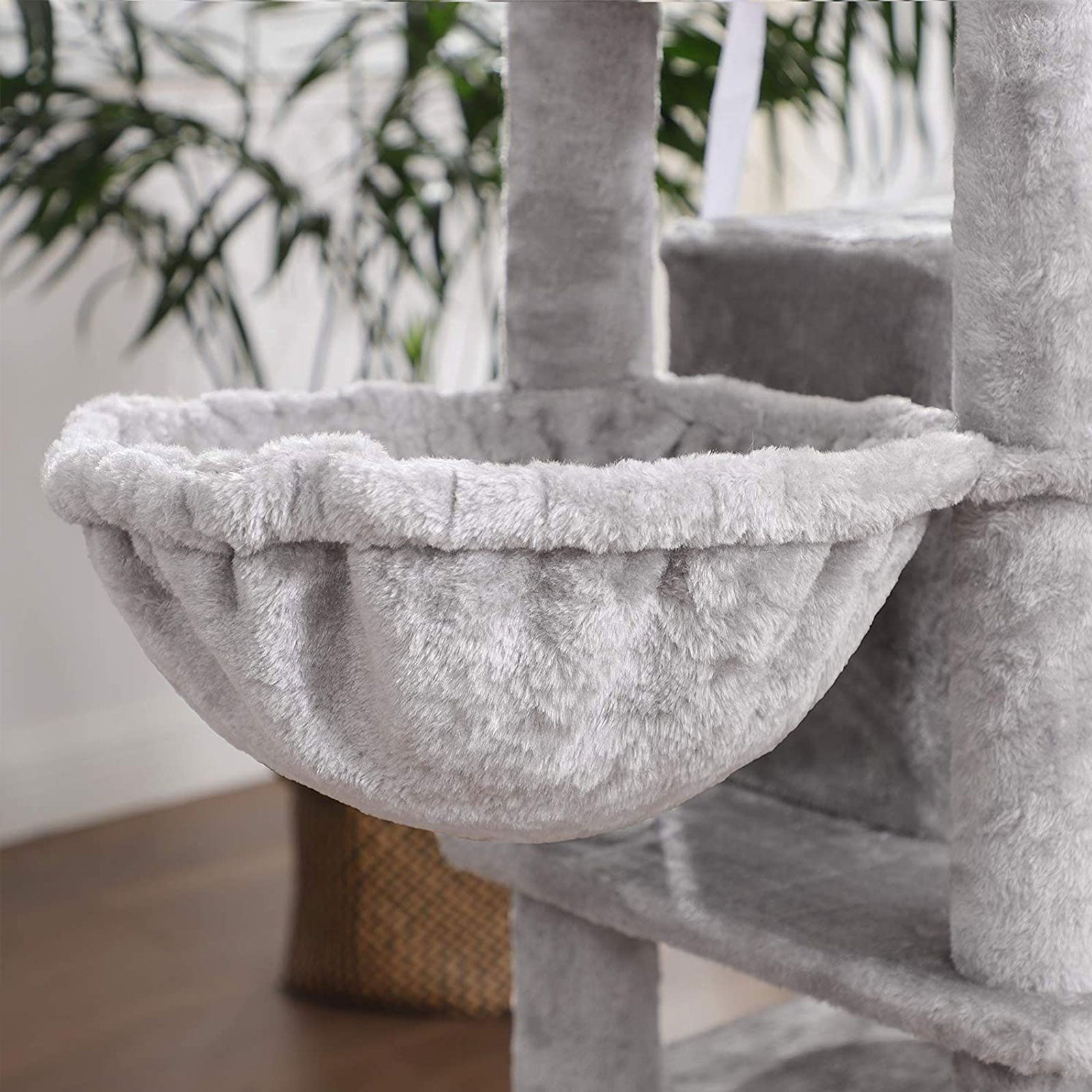 Cat Tower - 3-Level with Cat Caves - Engineered Wood - Light Grey