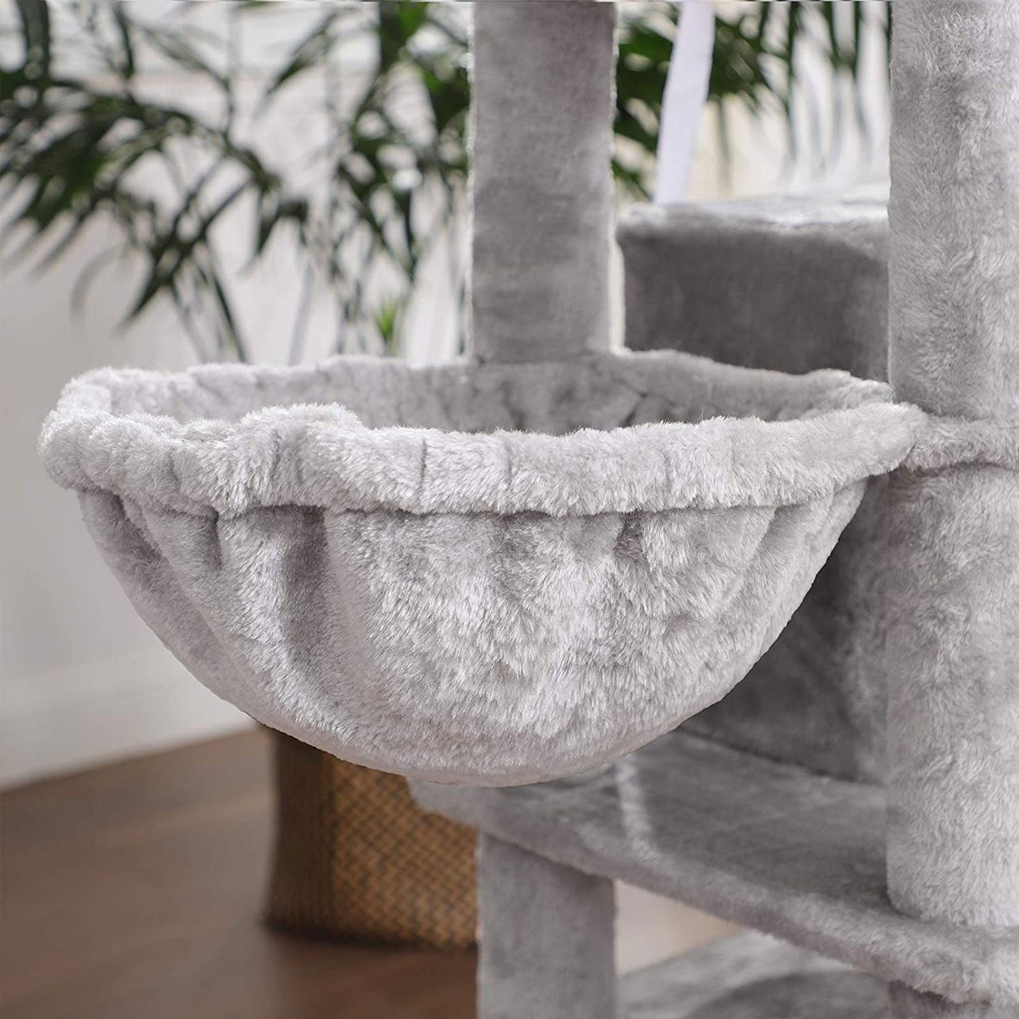 Cat Tower - 3-Level with Cat Caves - Engineered Wood - Light Grey