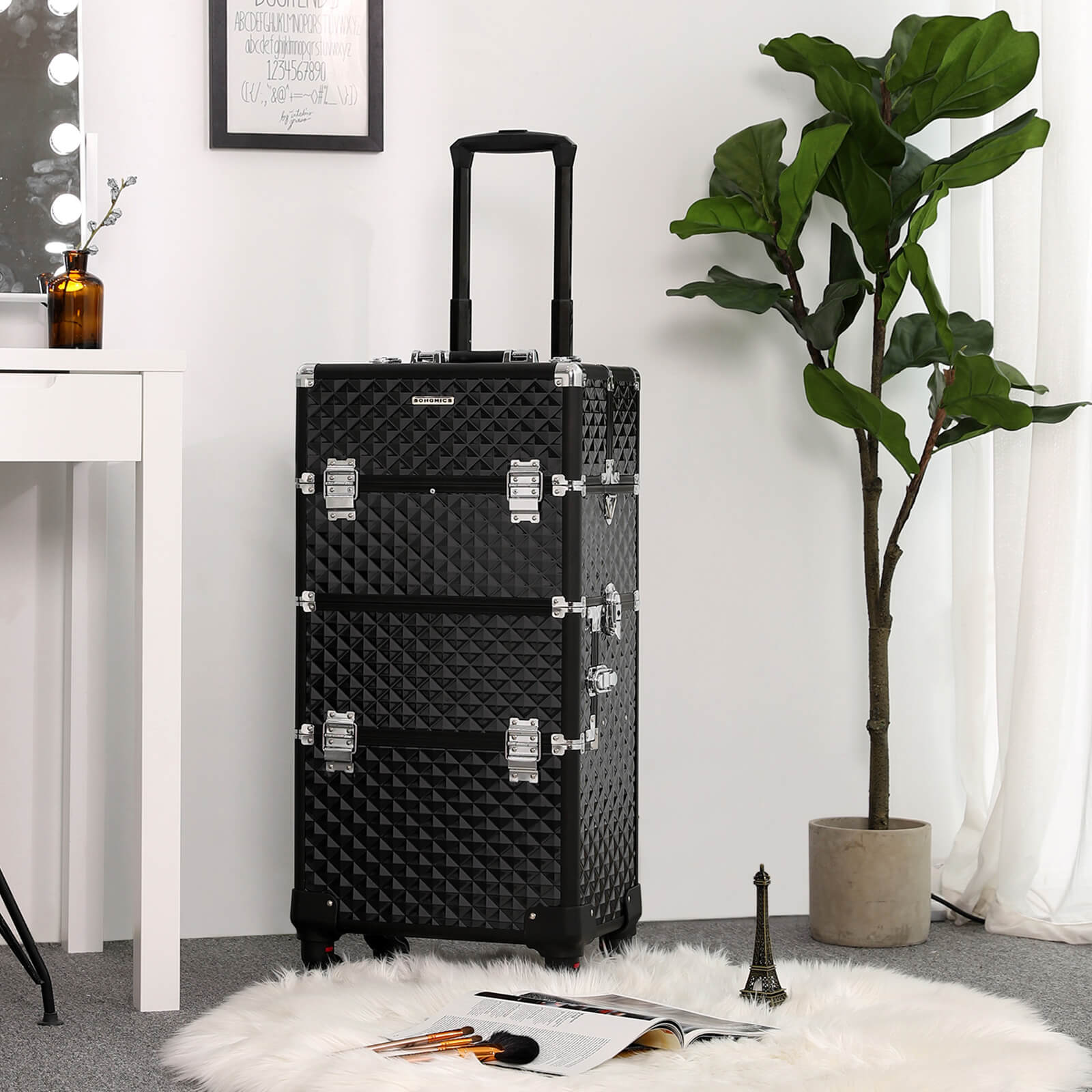 Nail Art Trolley - Aluminum - Black - 75 cm Packing Organizer