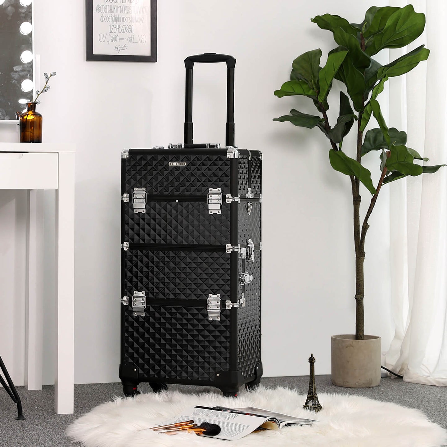 Nail Art Trolley - Aluminum - Black - 75 cm Packing Organizer